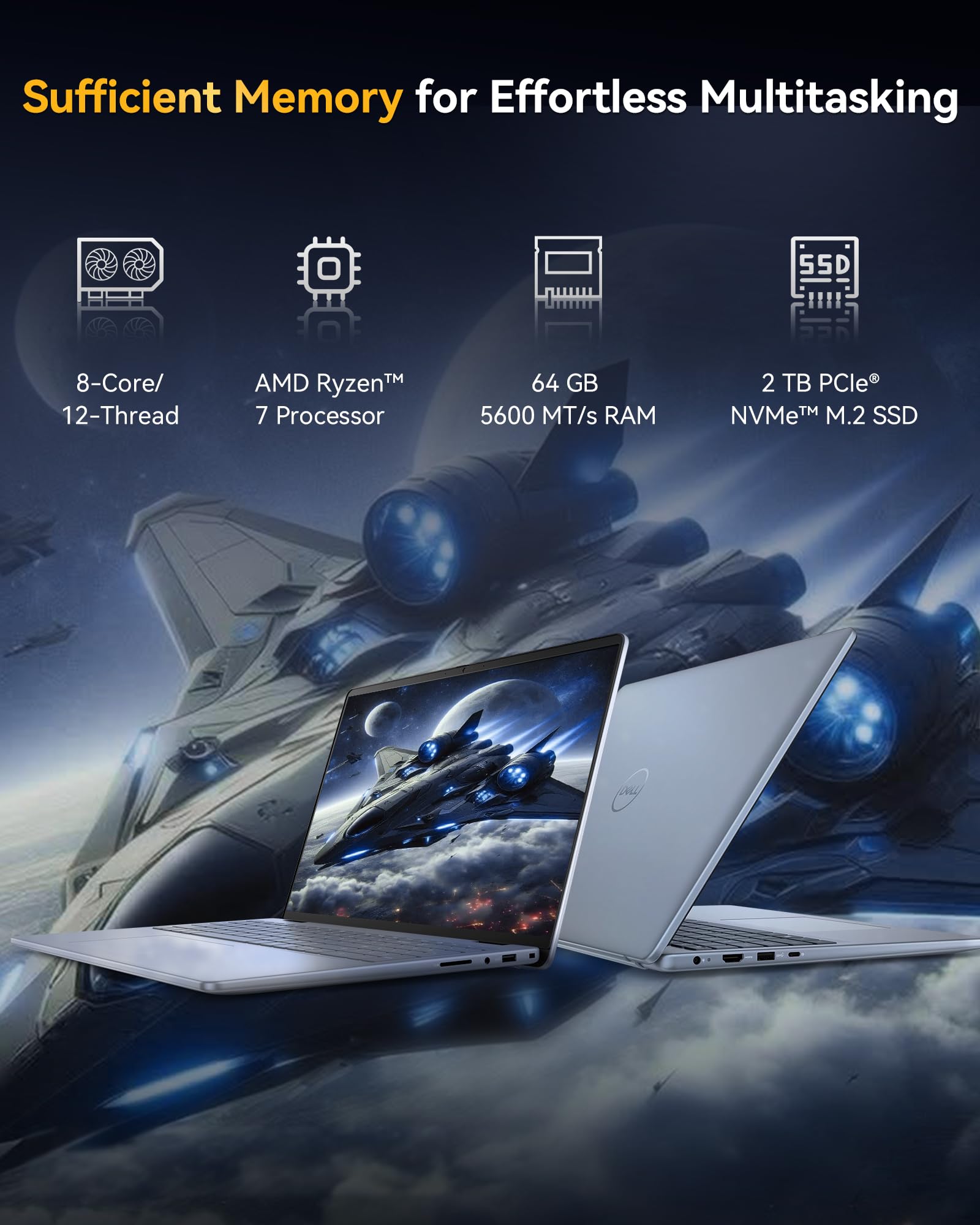 Dell Inspiron 16'' Fhd + Touchscreen Business Laptop, Amd Ryzen 7 8840U | Amd Radeon Graphics, 64Gb Ddr5 | 2Tb Ssd, Copilot Ai,