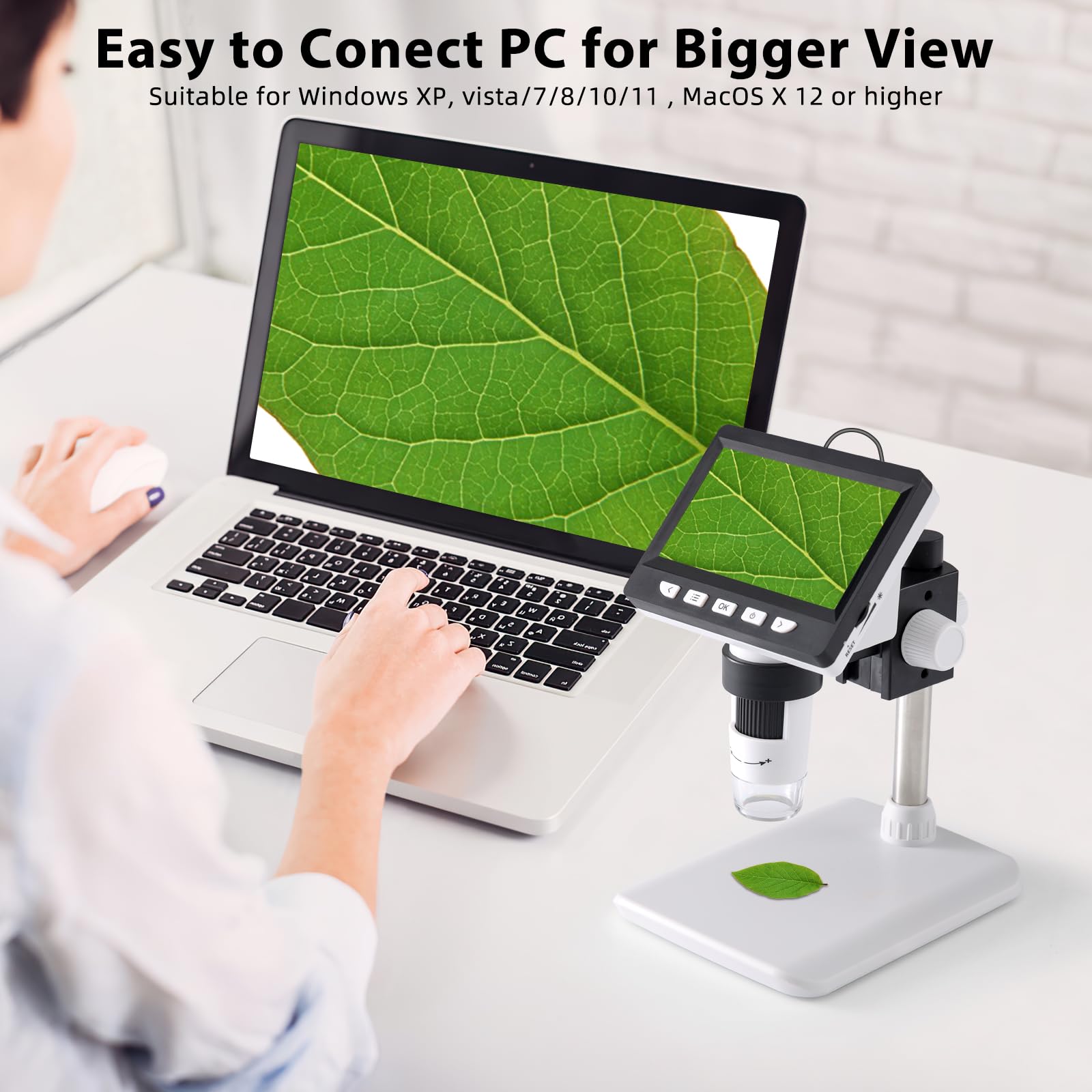 Koolertron 4.3 Inch Ips Digital Microscope,1080P 50 1000X Magnification Handheld Digital Microscope With 32G Tf Card,8 Led Light