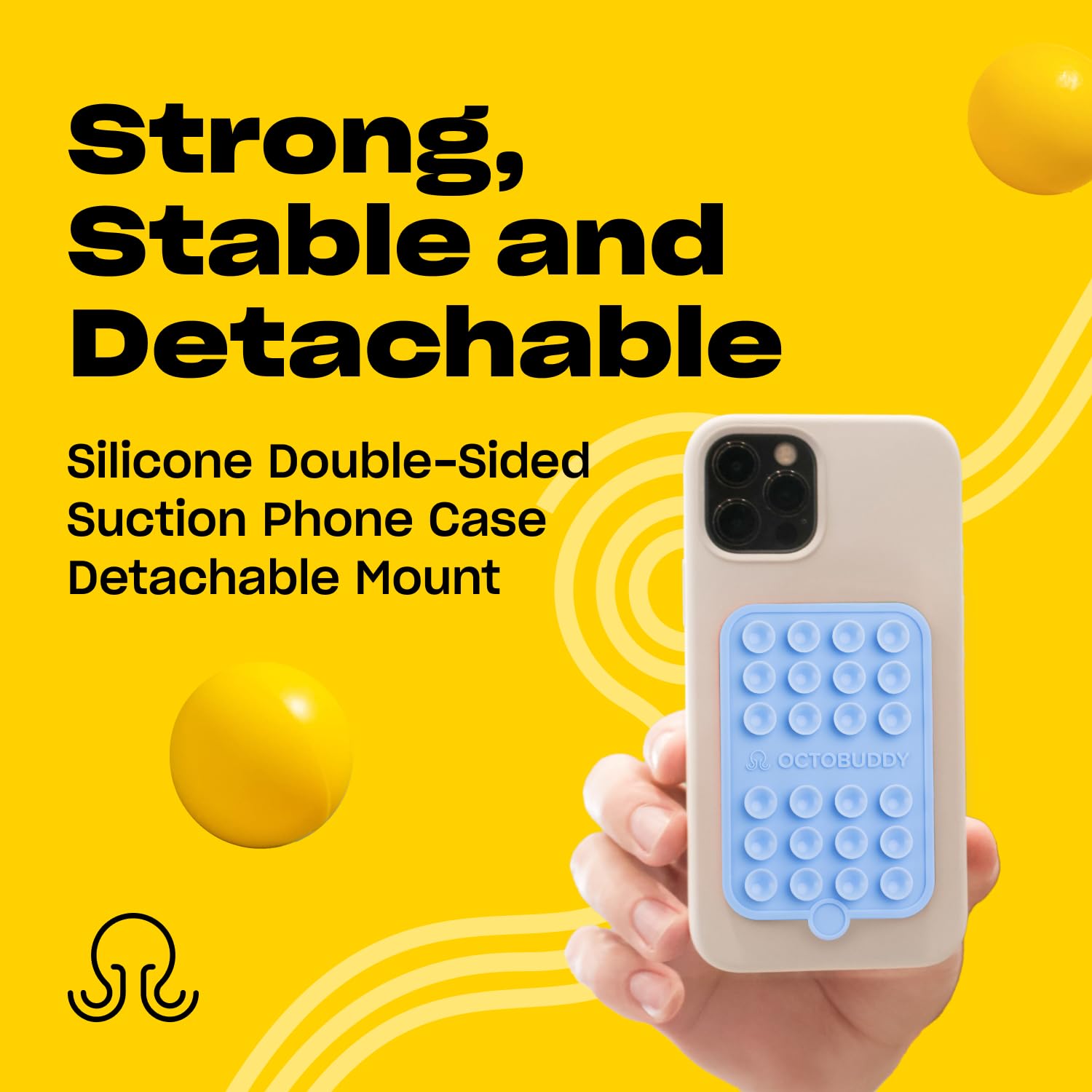 Octobuddy Double - Silicone Double-Sided Suction Phone Case Detachable Mount - Hands-Free, Strong Grip Holder For Selfies & Vide