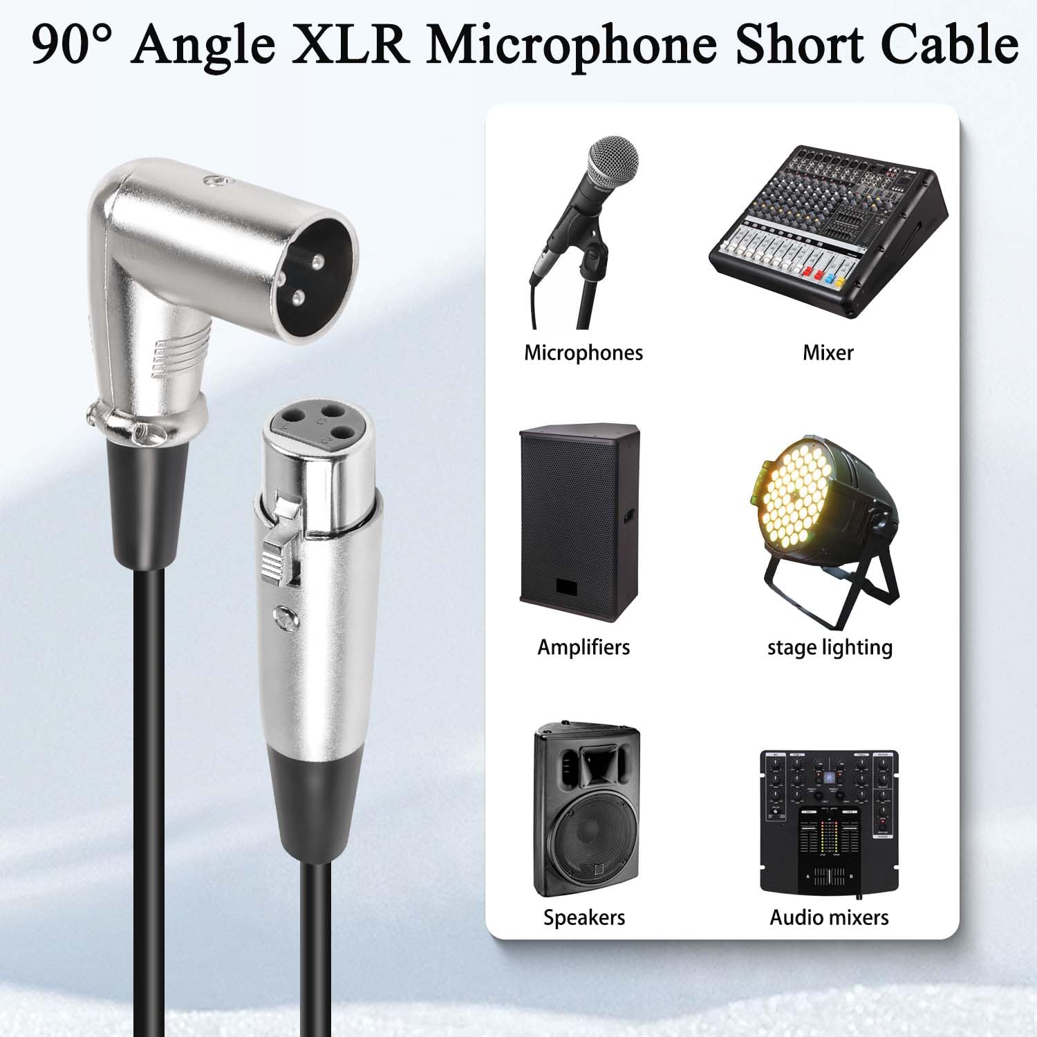 Qianrenon 90 Angle Xlr Microphone Short Cable 3Pin Xlr Right Angle Male To Female Balanced Cable 90 Degree Xlr Plug To Socket Au