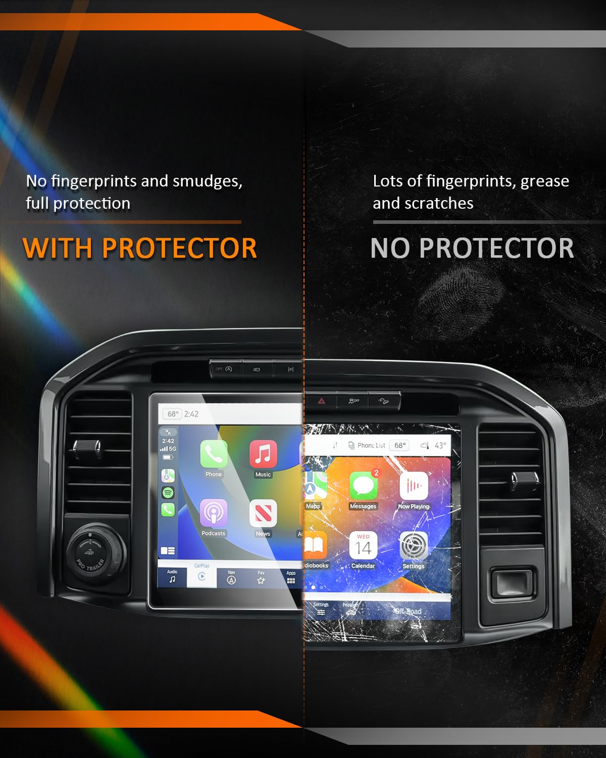 Cdefg For 2021 2022 2023 2024 2025 Ford F 150 F150 Screen Protector F150 Lightning F 150 Accessories (Lariat/King Ranch/Platinum/Limited/Tremor/Raptor) 12' Tempered Glass