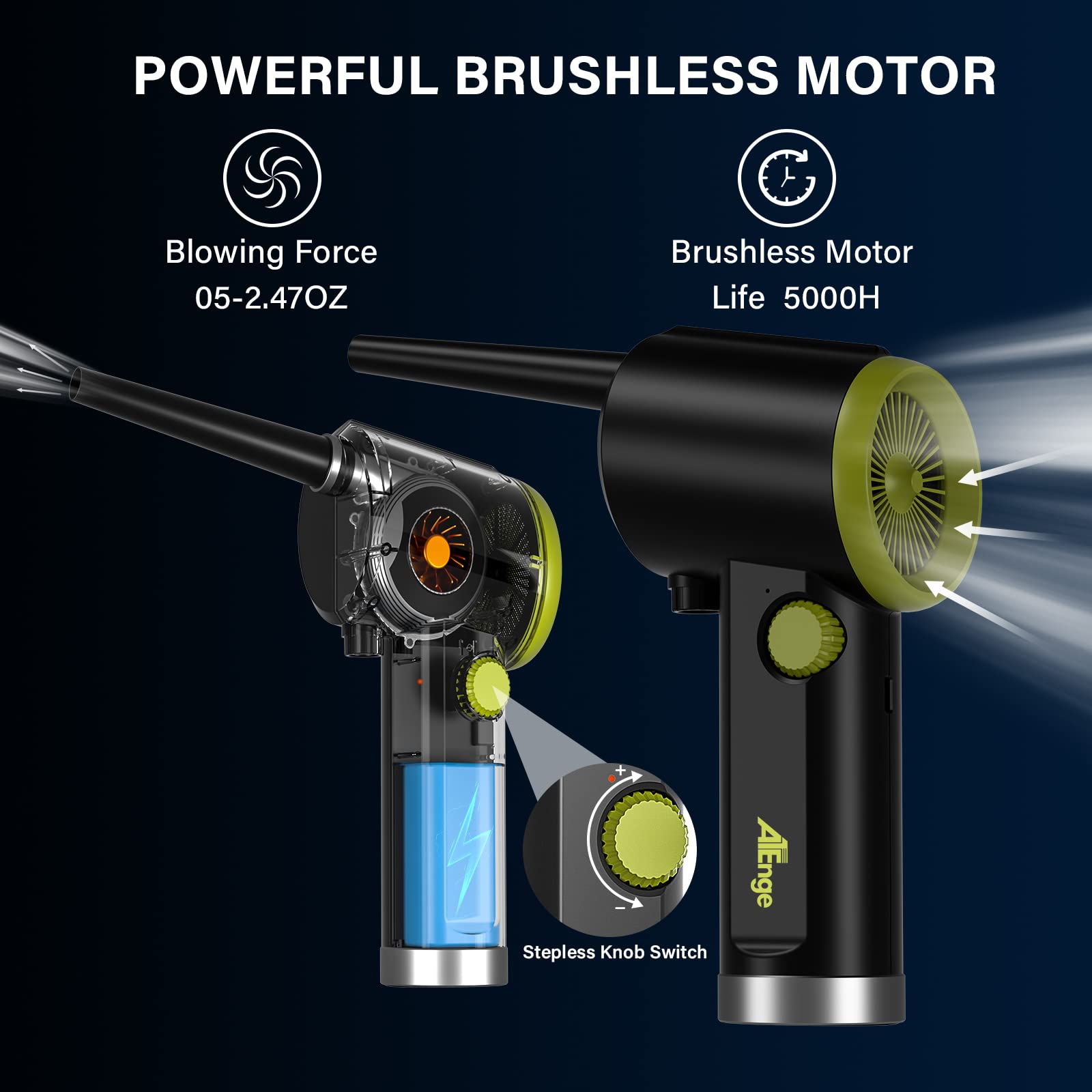 Compressed Air Duster, Electric Air Duster, Handheld Cordless Air Duster, Stepless Speed Motor, 6000Mah Rechargeable Air Blower,