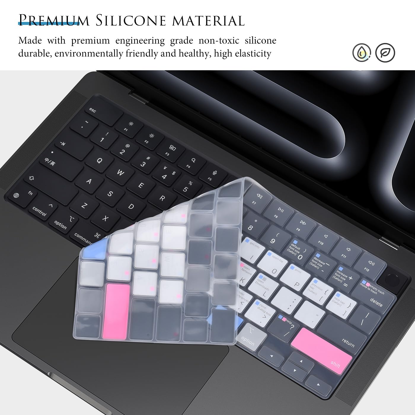 Shortcuts Hotkey Keyboard Cover For 2023 2021 Macbook Pro 14 Inch A2992 A2918 A2779 A2442 With M3 M1 Pro/Max,Macbook Pro 16 Inch