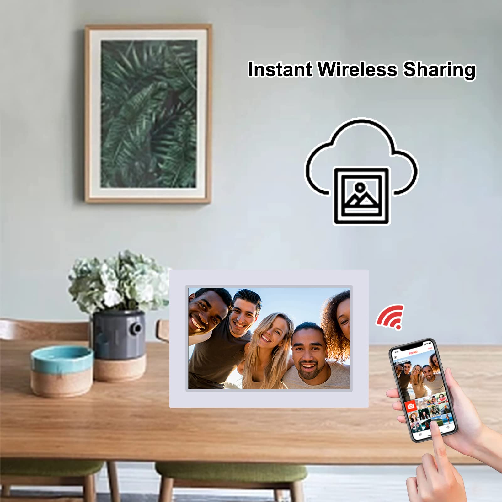 10.1 Inch Wifi Digital Picture Frame, 1920 * 1200 Ips Touch Screen Hd Display Smart Digital Frame With 16Gb Storage, Auto Rotate