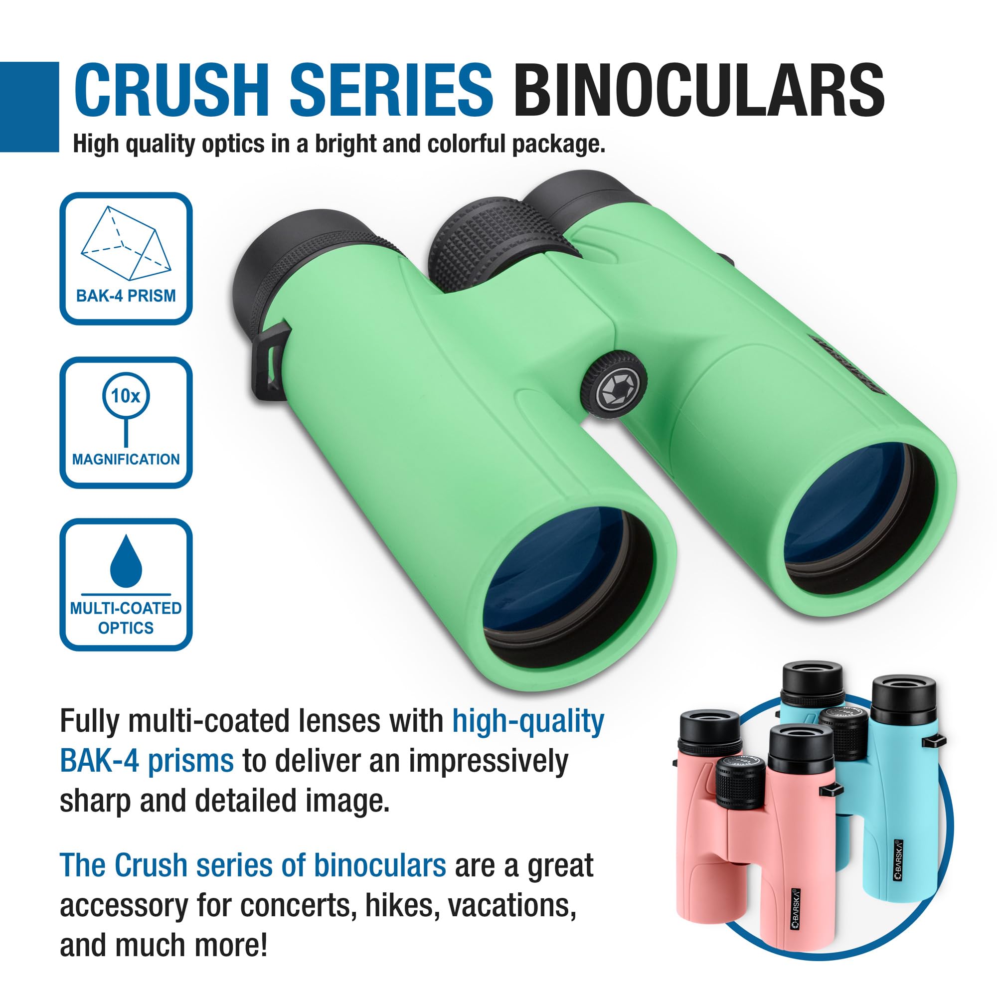 Barska Ab12974 Crush Binoculars For Hunting, Hiking, Events, Sports, Etc, 10X42Mm, Pistachio Green