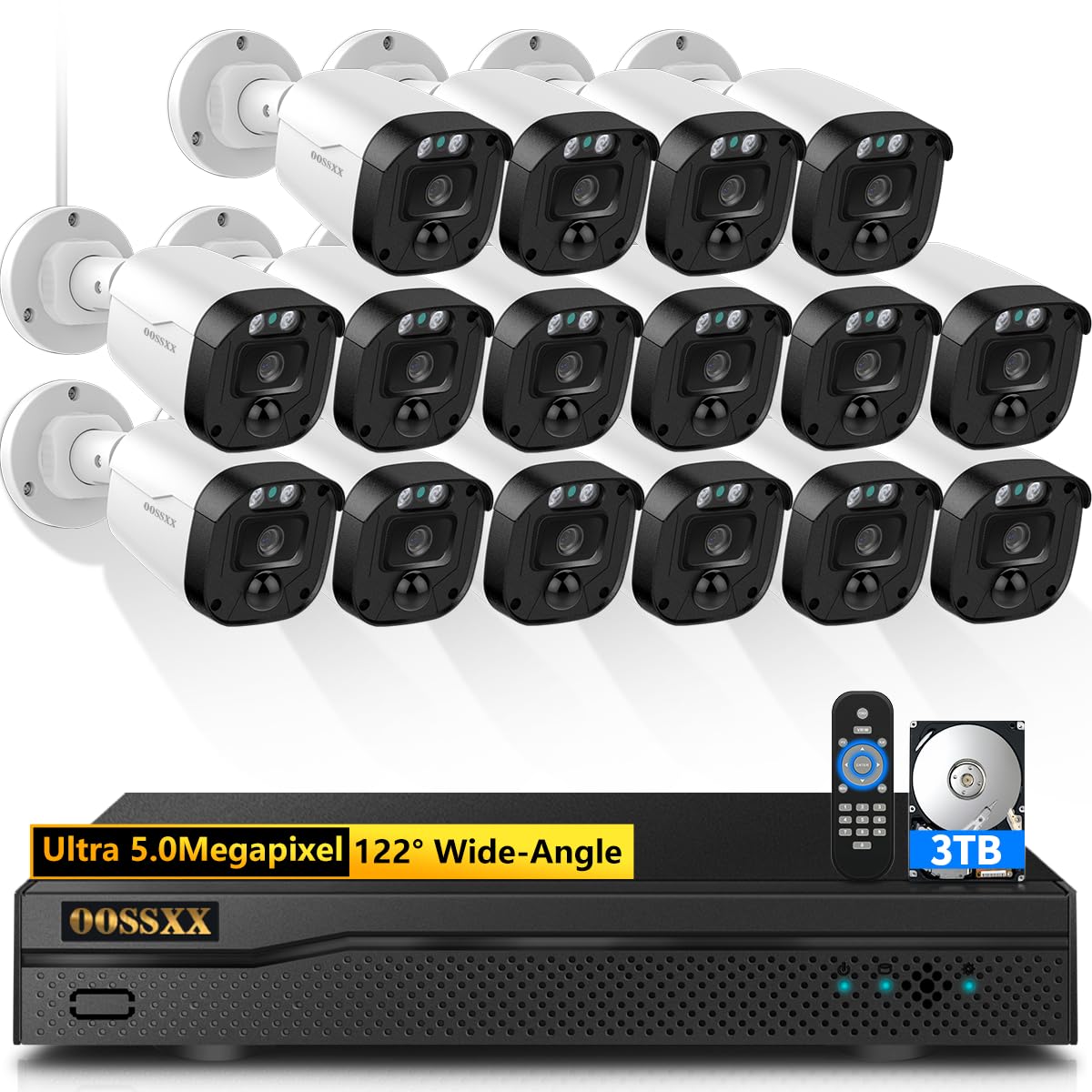 (Full Hd 5Mp Definition) Wired Security Camera System Outdoor Home Video Surveillance Cameras Wired Cctv Camera Security System Surveillance Video Equipment Indoor