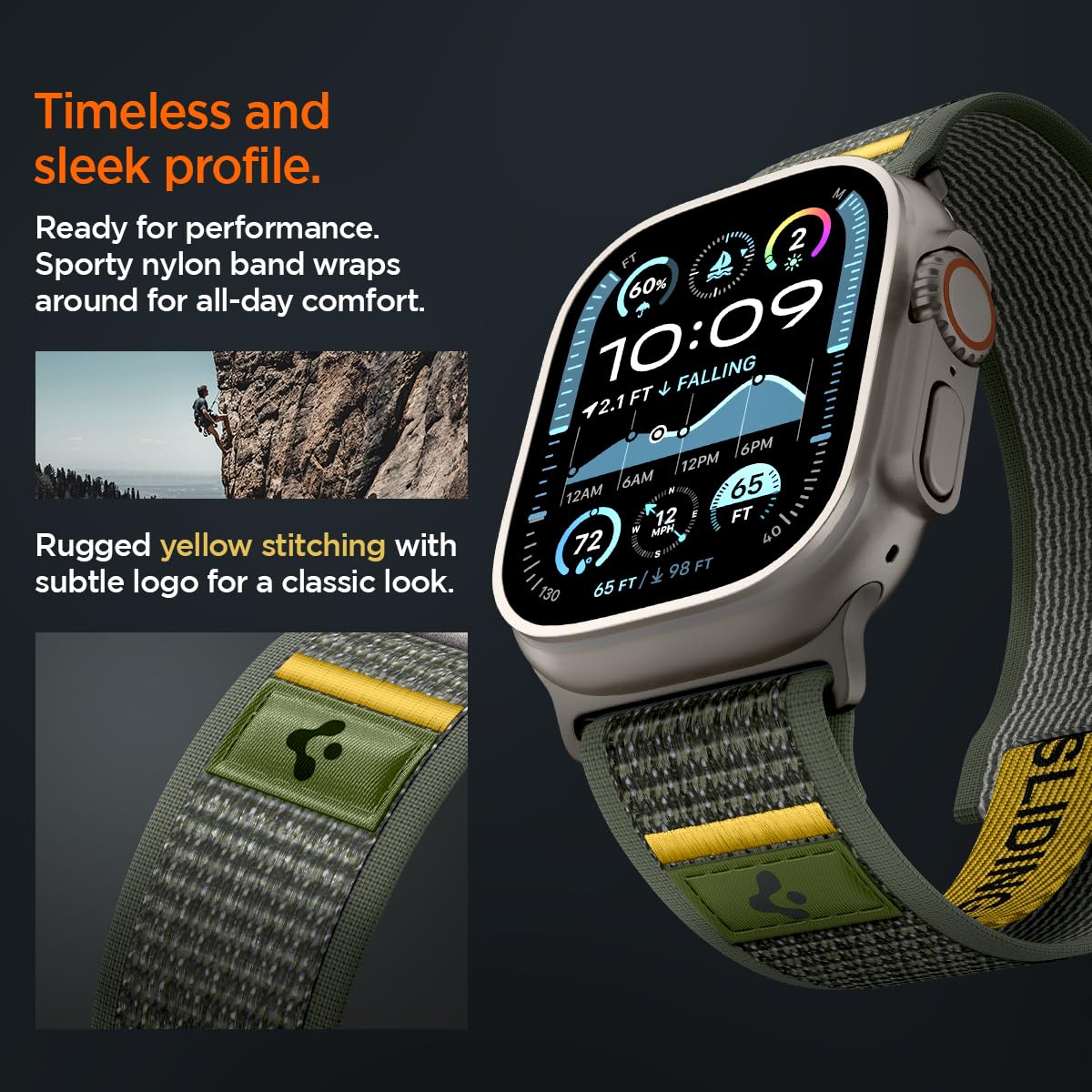 Spigen Athlex Air Designed For Apple Watch Band Compatible With Ultra 2/1 49Mm, Series 10 46Mm, 9/8/7 45Mm, Se2/Se/6/5/4 44Mm, 3