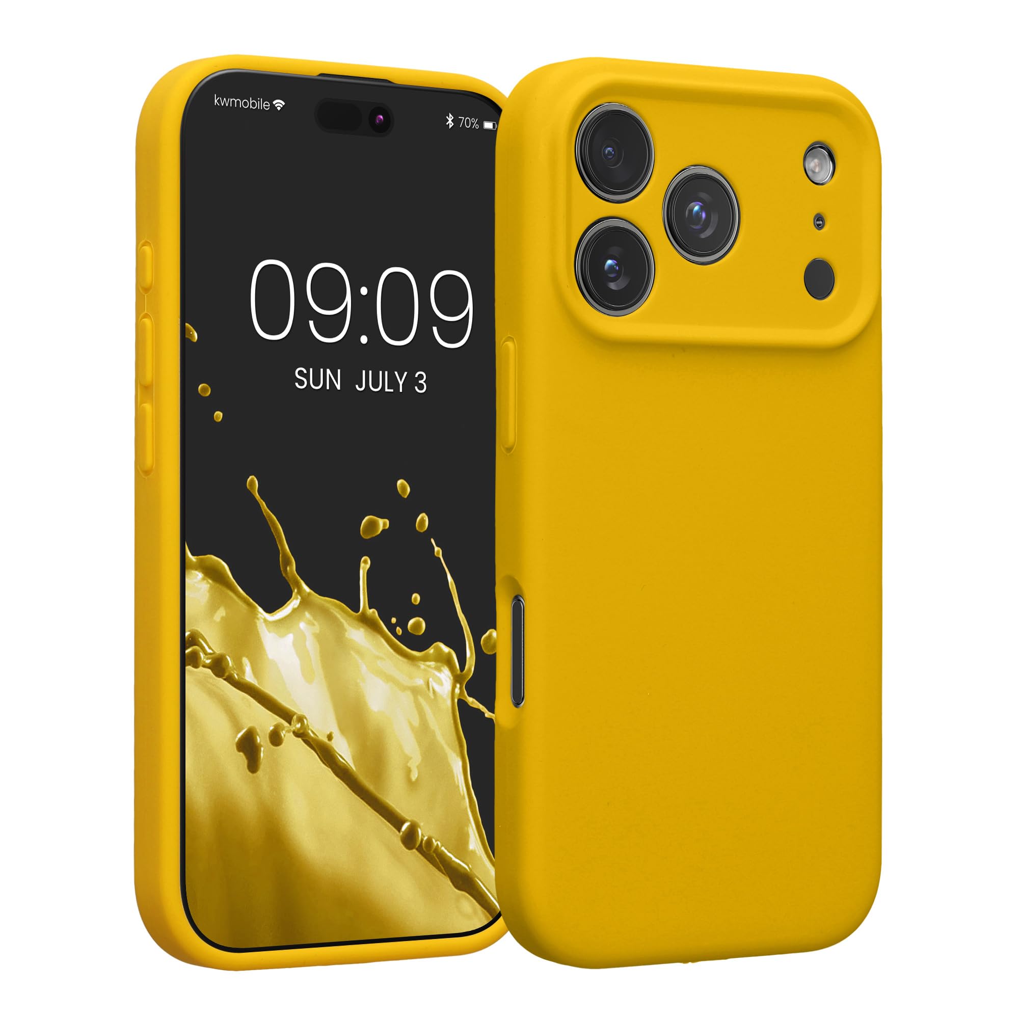 kwmobile Case Compatible with Apple iPhone 17 Pro Case - Slim TPU Silicone Phone Cover - Soft Touch Finish - Radiant Yellow