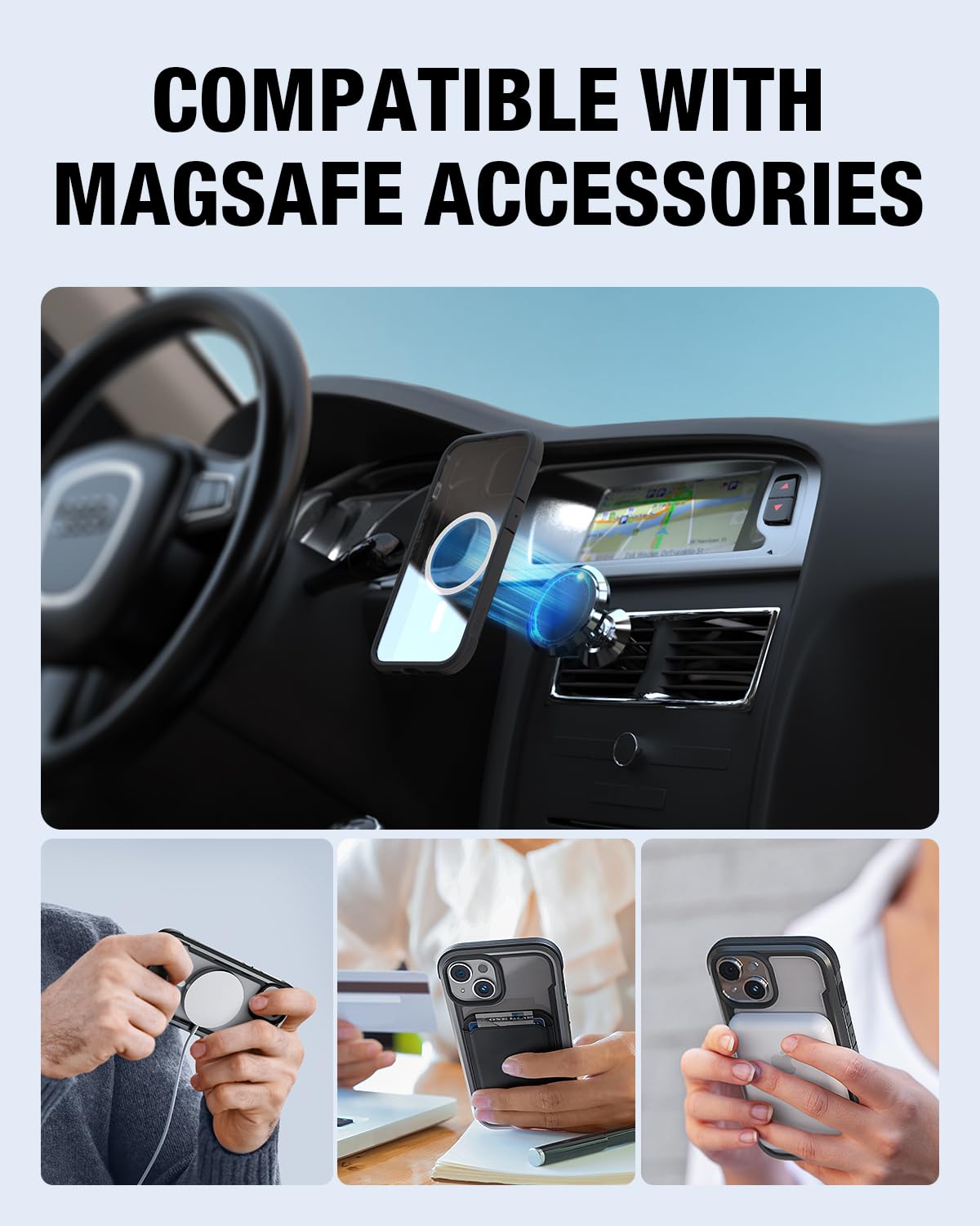 Raptic Shield Magnetic For Iphone 15 Case, Compatible With Magsafe, Shockproof Protective Clear Case, Military Grade 10Ft Drop T