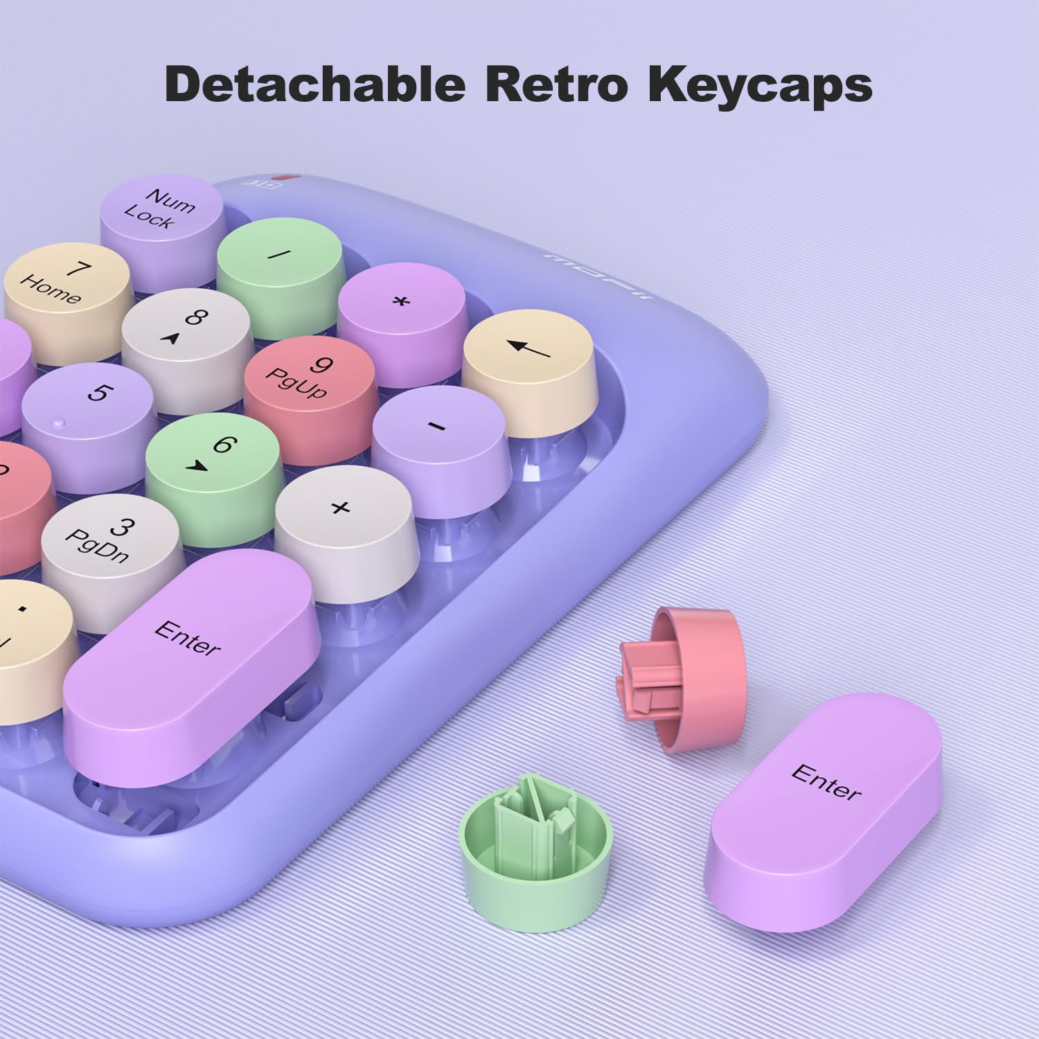 Mowux Wireless Number Pads, Cute Colorful Numeric Keypad Numpad Portable 2.4 Ghz Financial Accounting Number Keyboard Extensions