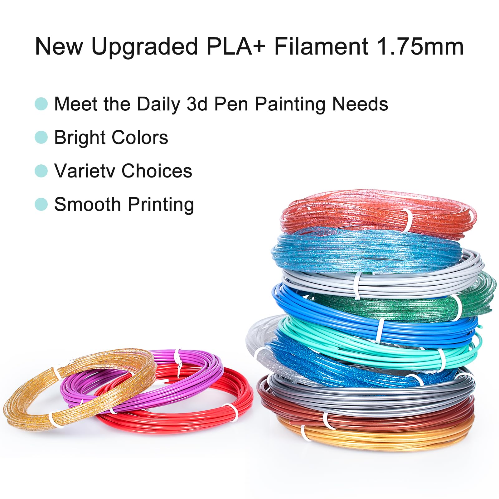 Kretrum 3D Pen Filament Refills 12 Colors 1.75Mm Pla 3D Doodler Pen Filament Refills Compatible With Mynt3D Scrib3D Pika3D 3D Pe