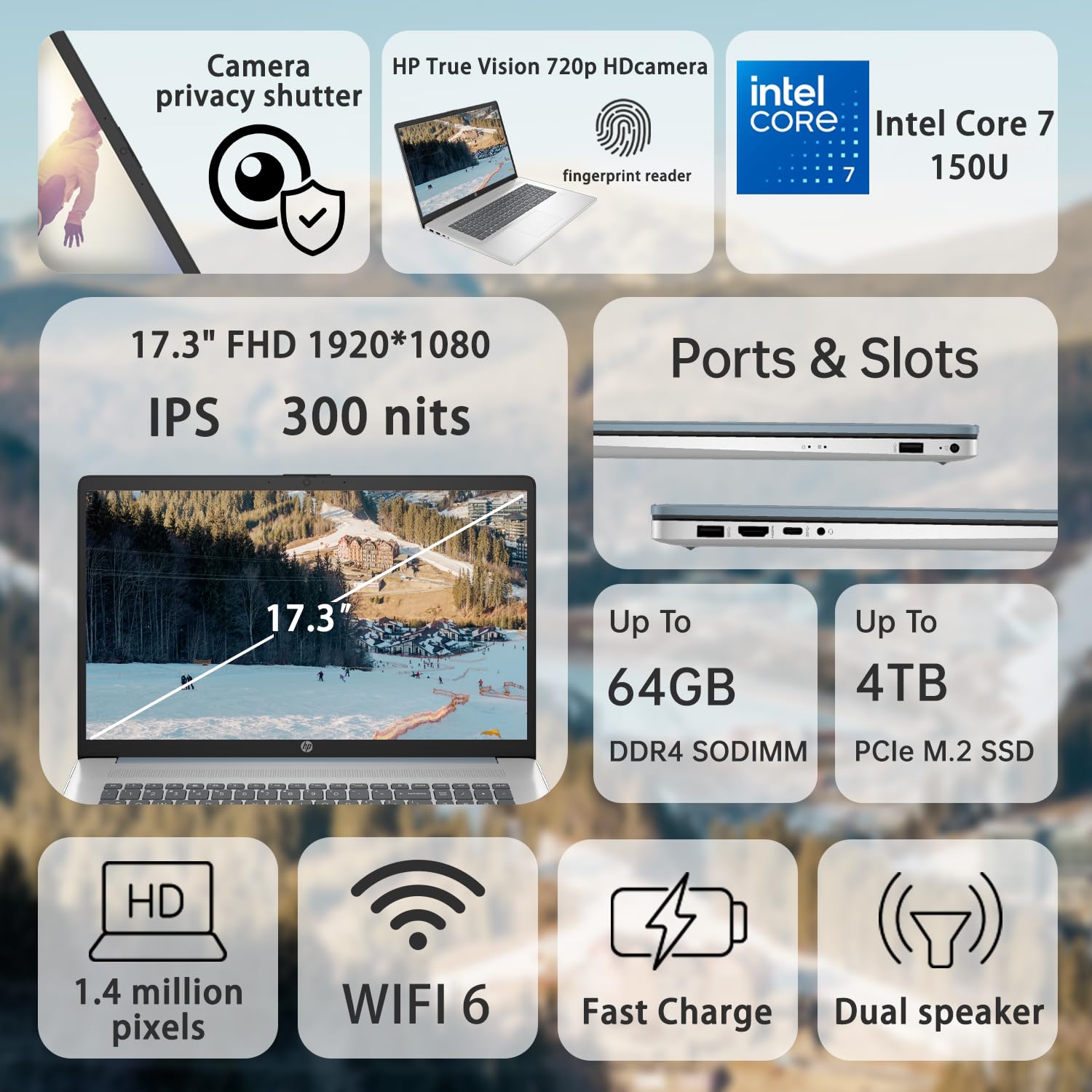 Hp 2025 Essential Laptop, 17.3'' Fhd, Intel Core 7 150U (Beats I7 1335U), 16Gb Ram, 2Tb Ssd, Fingerprint Reader, Backlit Keyboar