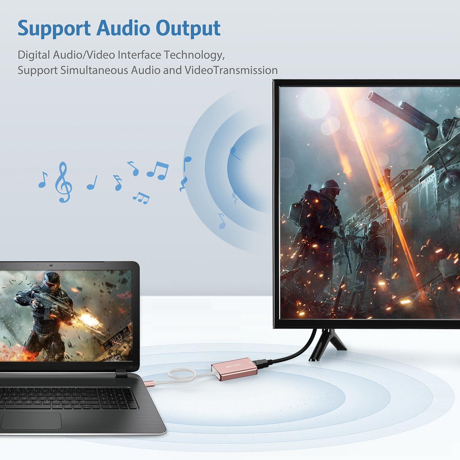 Ablewe Usb To Hdmi Adapter, 2023 Upgraded Aluminum Usb 3.0/2.0 To Hdmi Audio Video Converter For Pc Laptop Projector Hdtv, Suppo