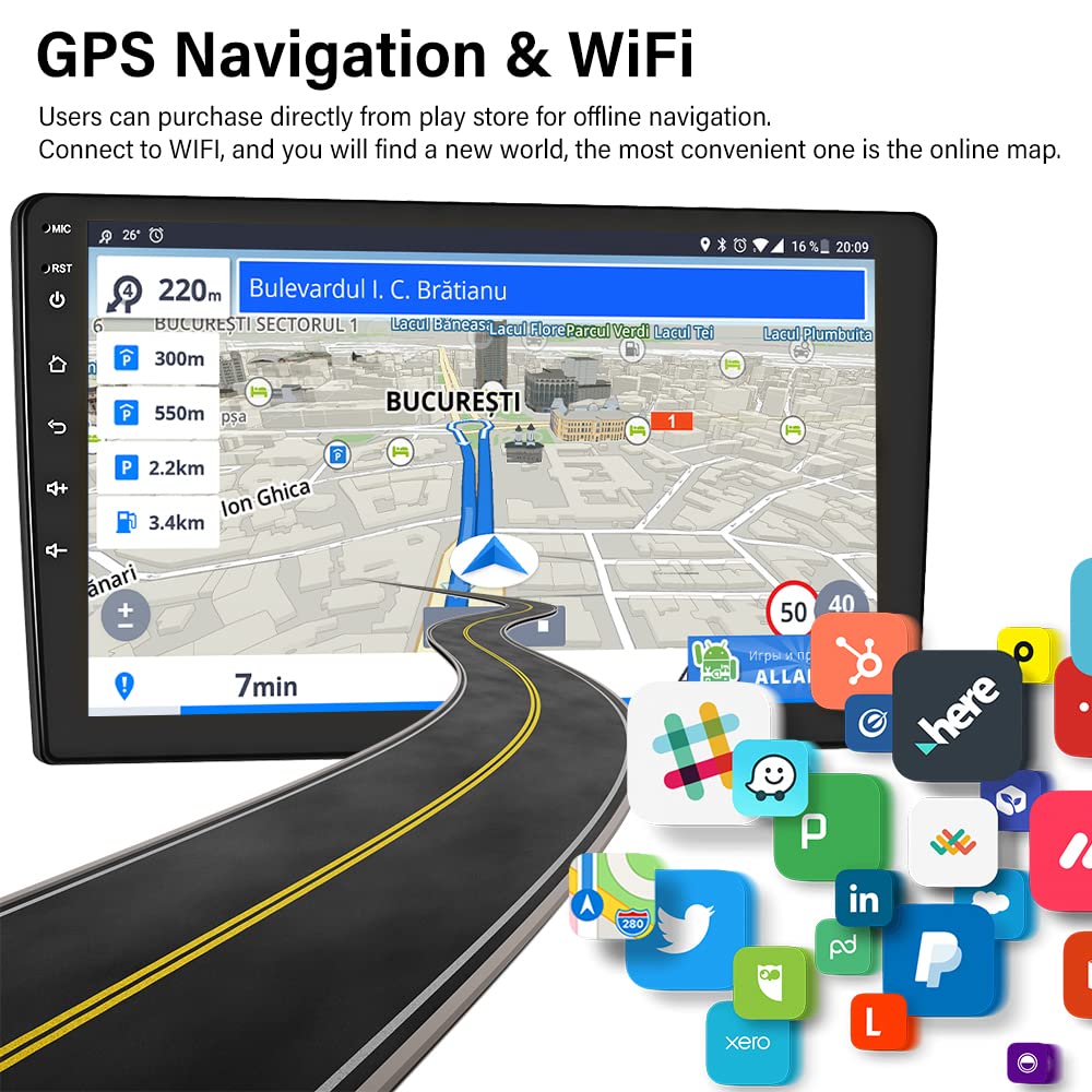 1G+32G Android Radio 10.1 Inch Double Din Car Stereo With Gps Navigation Touch Screen Car Radios With Backup Camera, Support Wif