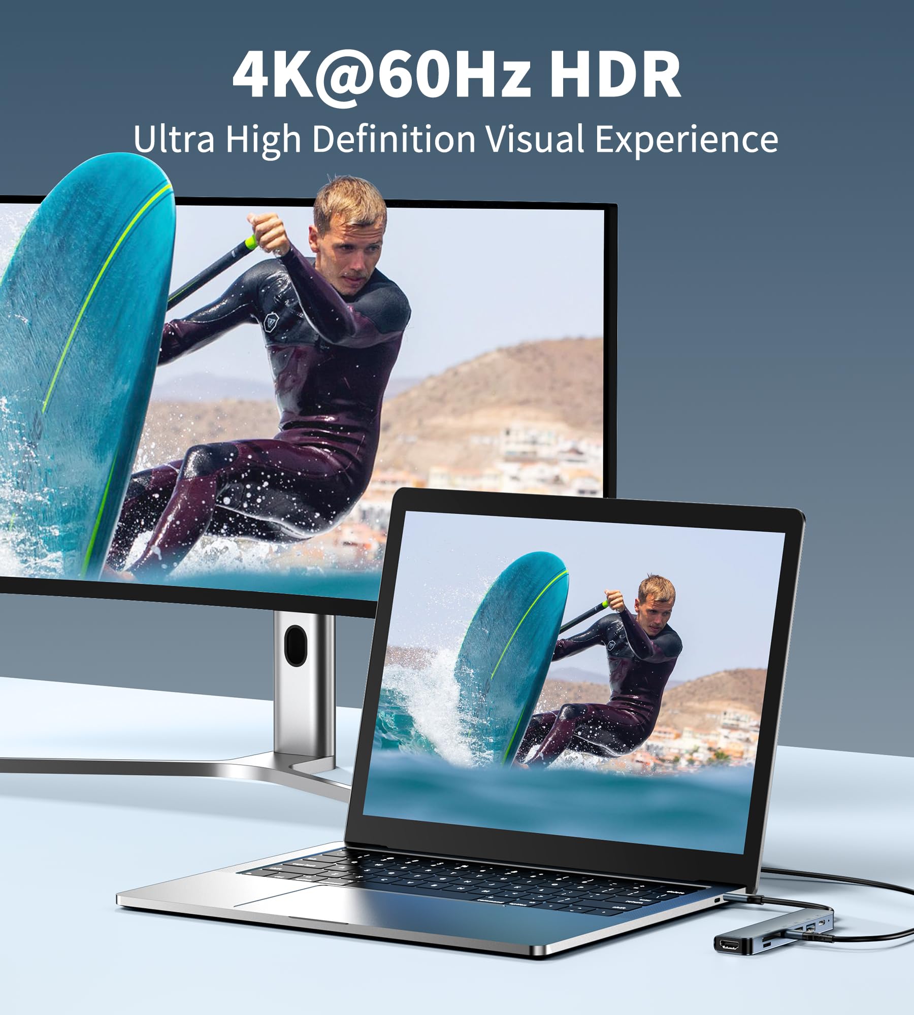 Upgrade Your Workstation With 7 In 1 Usb C Hub Docking Station   4K@60Hz Hdmi, Sd Tf Card Reader, 100W Pd, Usb A 3.0/2.0 Ports