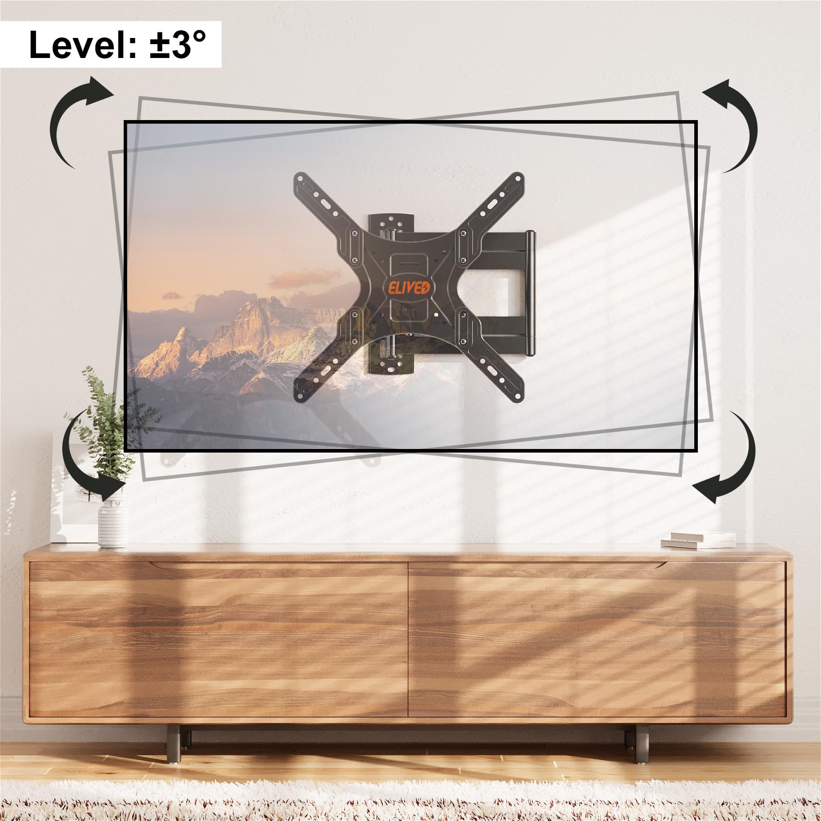 Elived Long Arm Tv Wall Mount For Most 26 60 Inch Tvs, 29.5 Inch Long Extension Tv Mount Swivel And Tilt, Full Motion Wall Mount