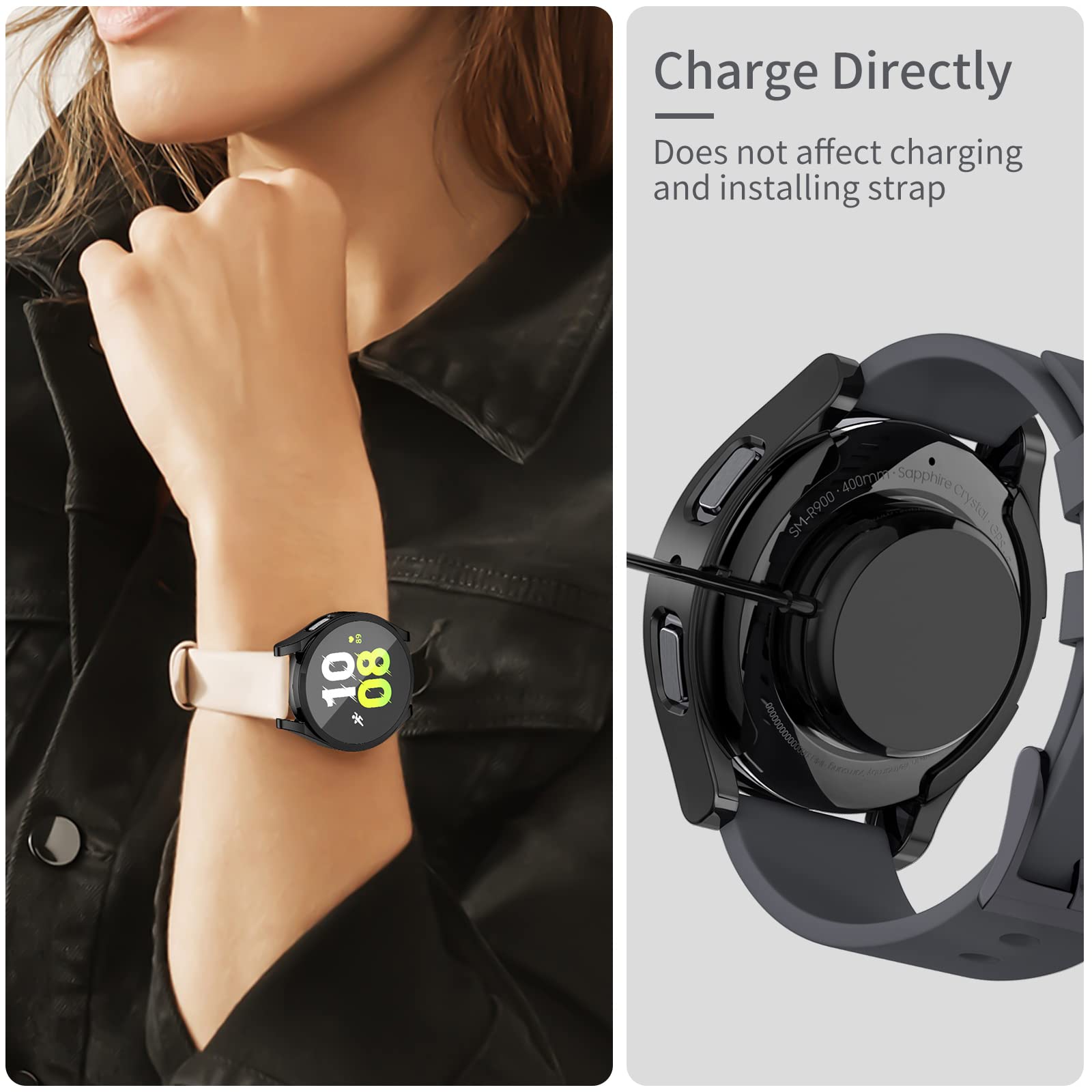 [2Pack] Richone Compatible With Samsung Galaxy Watch 5/Galaxy Watch 4 40Mm 44Mm Screen Protector Case, Full Protection Cover Sof