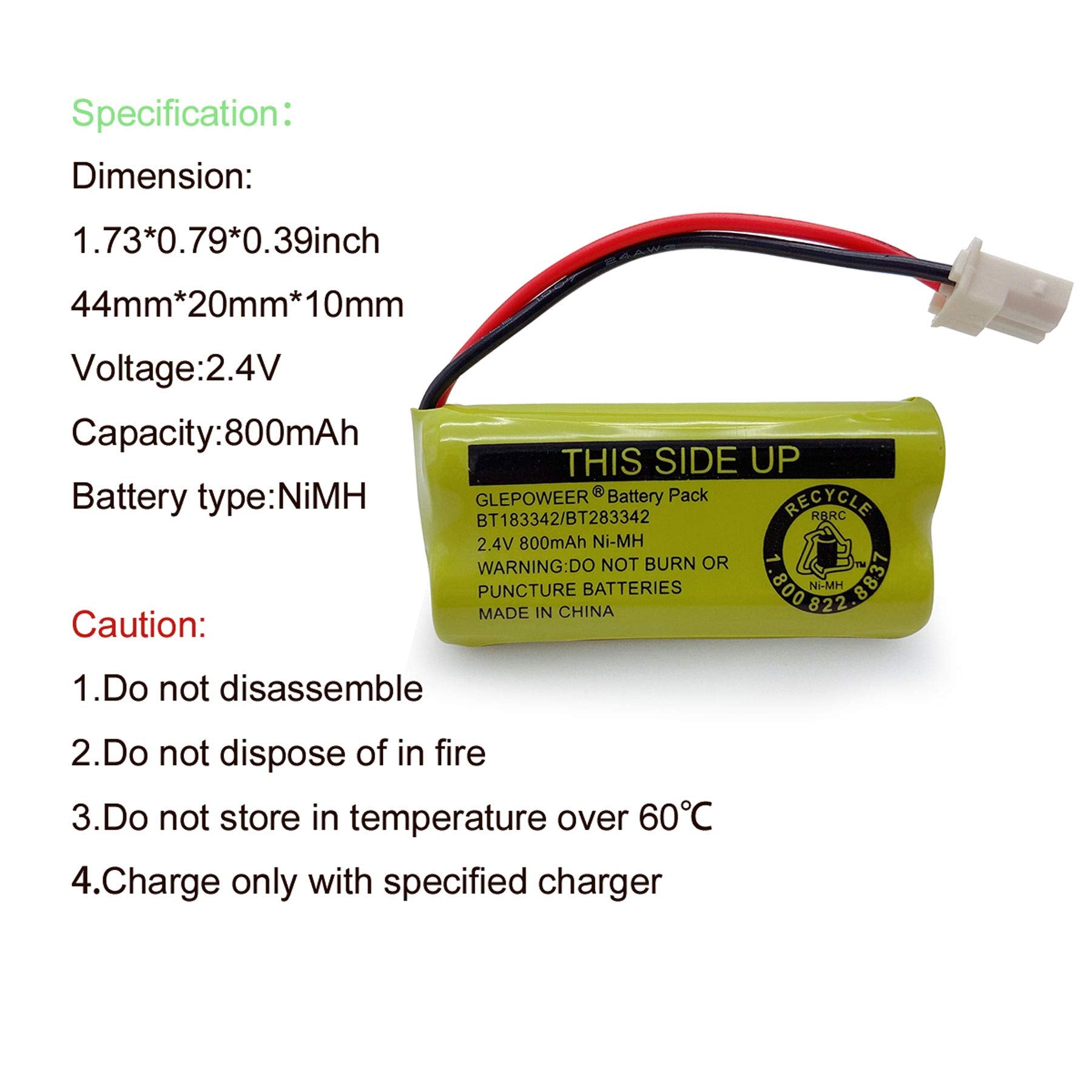 Glepoweer 2.4V 800Mah Bt183342 Bt283342 Bt166342 Bt266342 Bt162342 Bt262342 Battery Compatible With Cs6114 Cs6419 Cs6719 El52300