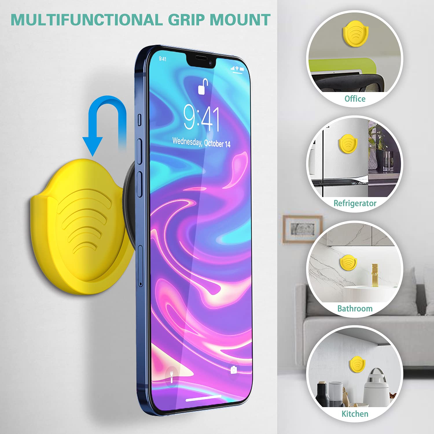 Pop-Tech 2 Pack Socket Car Mount, Silicone Phone Holder For Collapsible Grip Users With 3M Sticky Adhesive Replacement Used On W