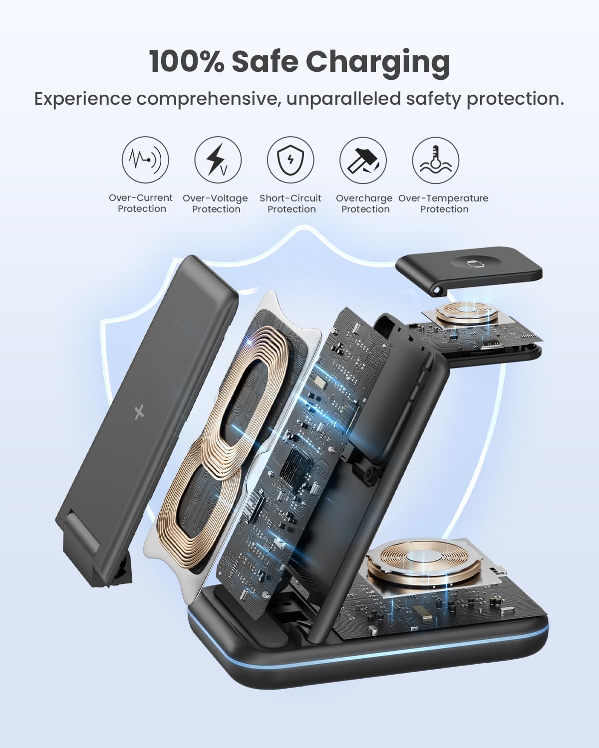 Geekera 3 In 1 Wireless Charging Station, Foldable Wireless Charger Stand For Multiple Apple Devices For Iphone 16 15 14 13 12 1