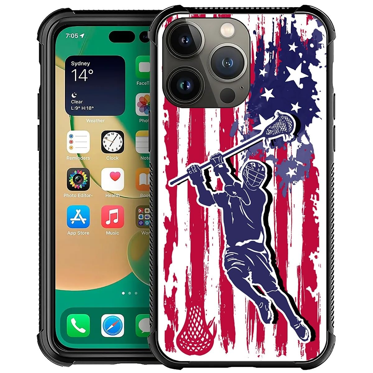 Deaorew for iPhone 15 Pro Max Case | Classic Slim Cover Design | Lacrosse American Flag