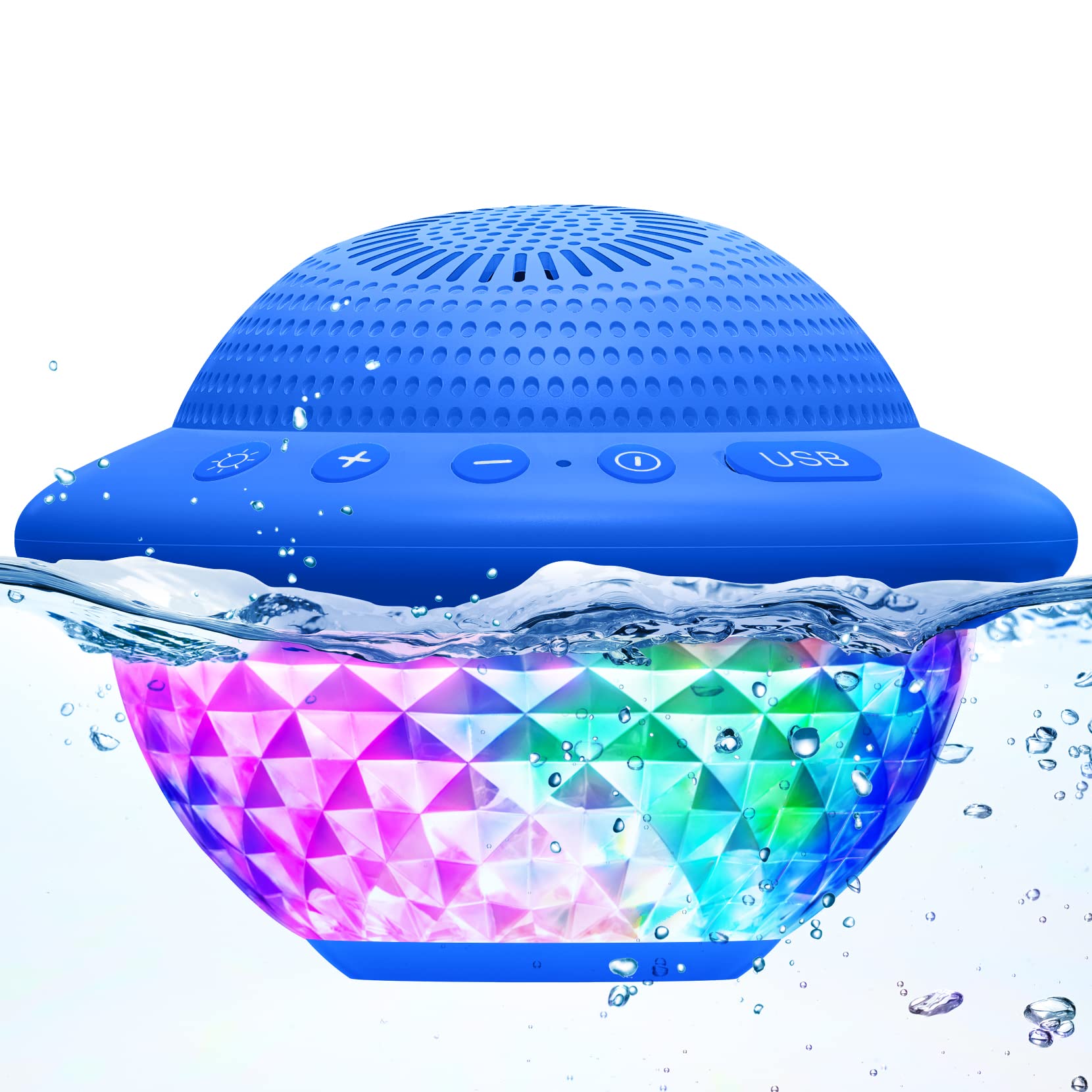 Floating Pool Speaker With Colorful Led Lights, Ipx7 Waterproof Hot Tub Bluetooth Speakers, 10W Stereo Loud Sound, Built In Mic,
