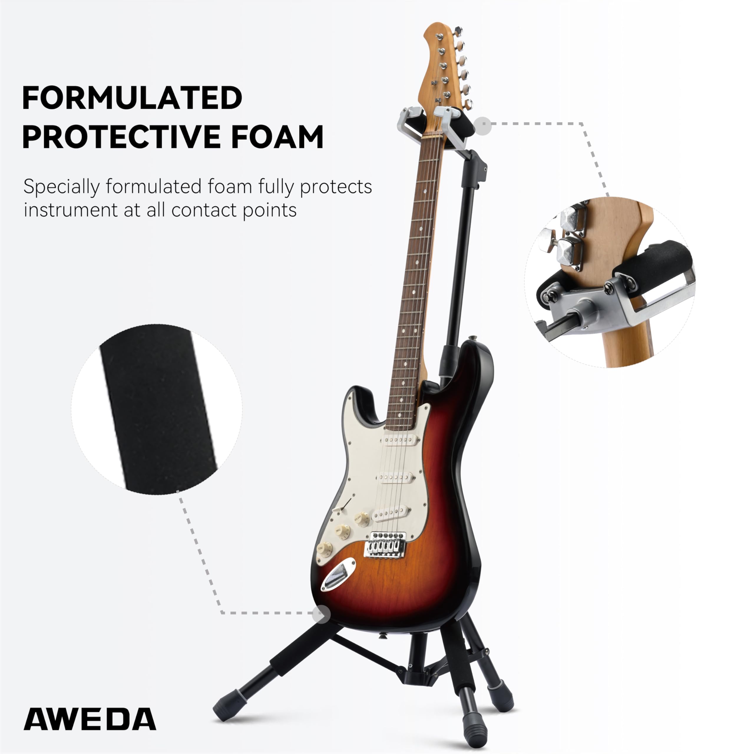 Aweda Auto Fit System Single Guitar Stand Universal Portable Guitar Stand Adjustable Folding Hanging Guitar Floor Stands For Aco