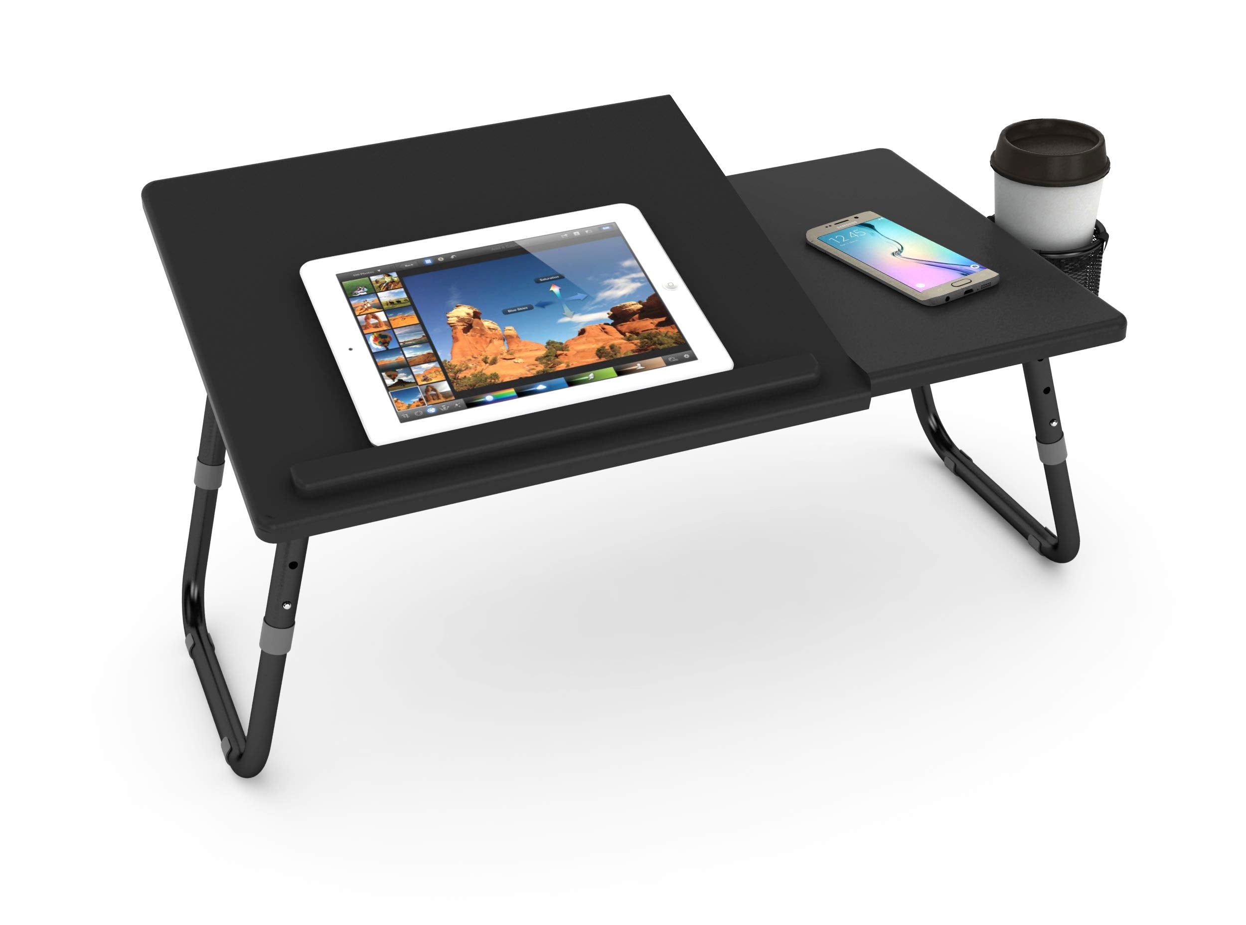 Atlantic Large Format Laptop Tray   27 Inches Wide, 13.75 Inches Deep, 2 Sections, Smooth Finish Legs Pn 33935843 In Black