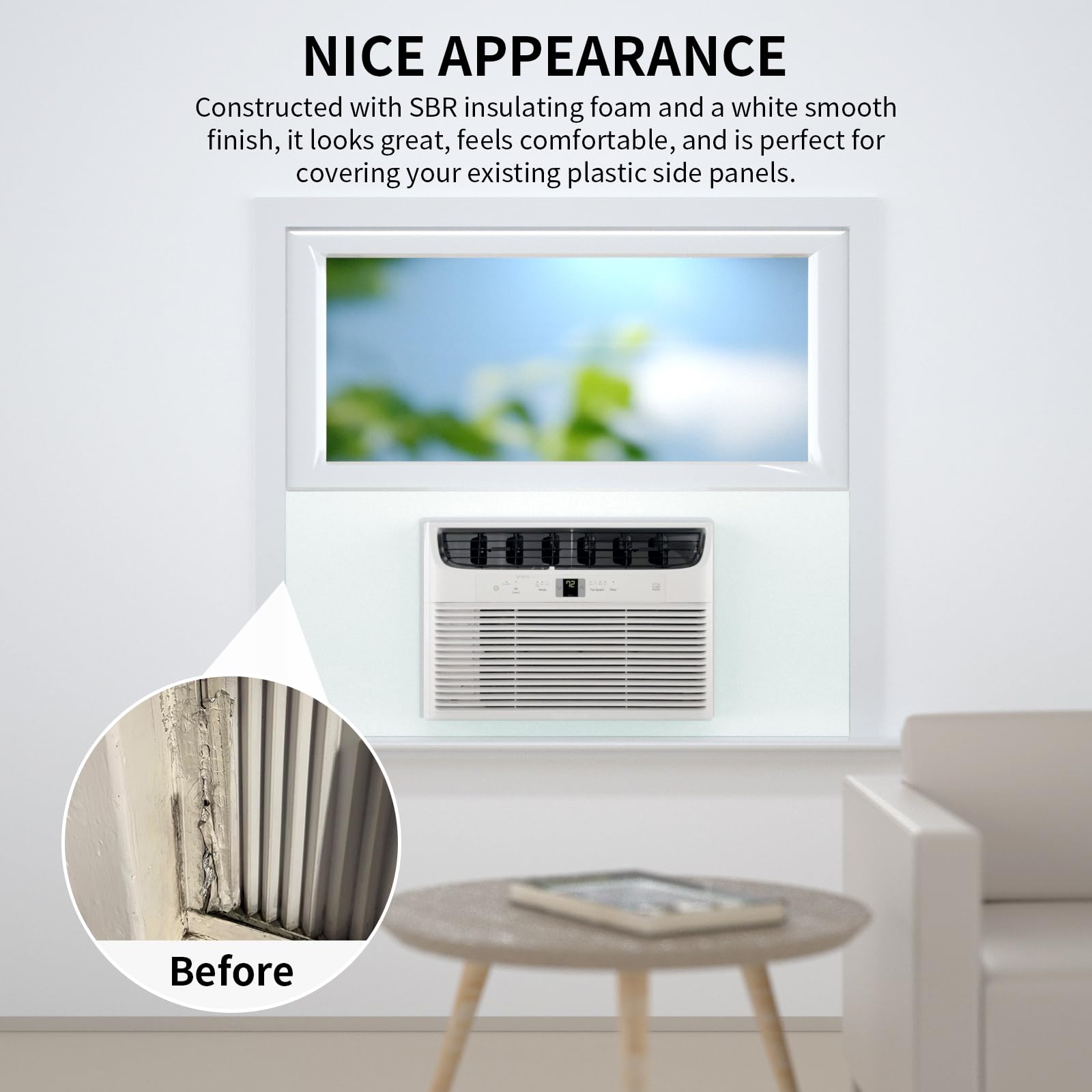 Window Air Conditioner,Side Insulated Foam Panel Sbr001White, Summer/Winter Heat And Draft Insulating,Two Piece Panels Window Se