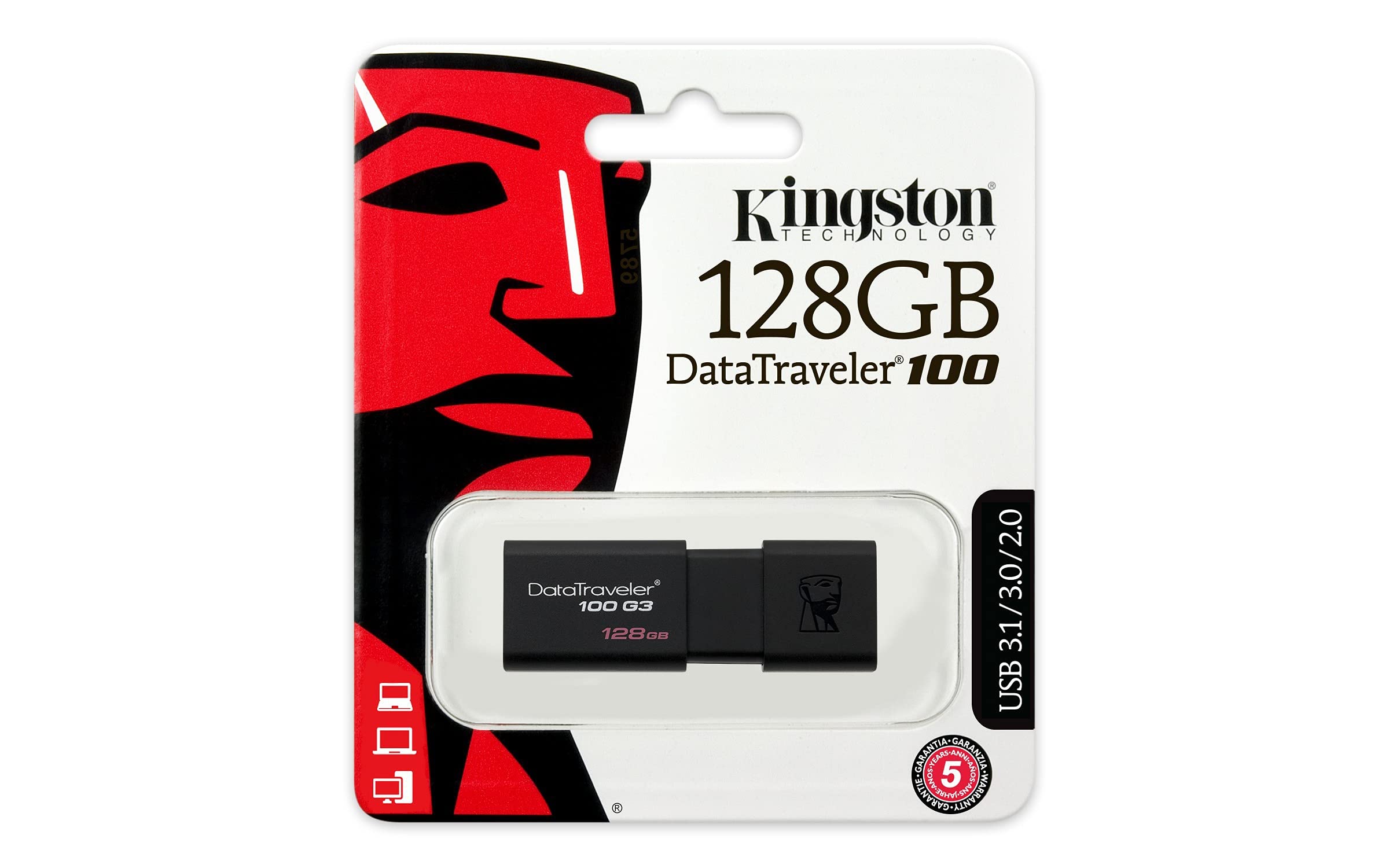 Kingston 128Gb Datatraveler 100 G3 Usb 3.0 100Mb/S Read, 10Mb/S Write (Dt100G3/128Gb)