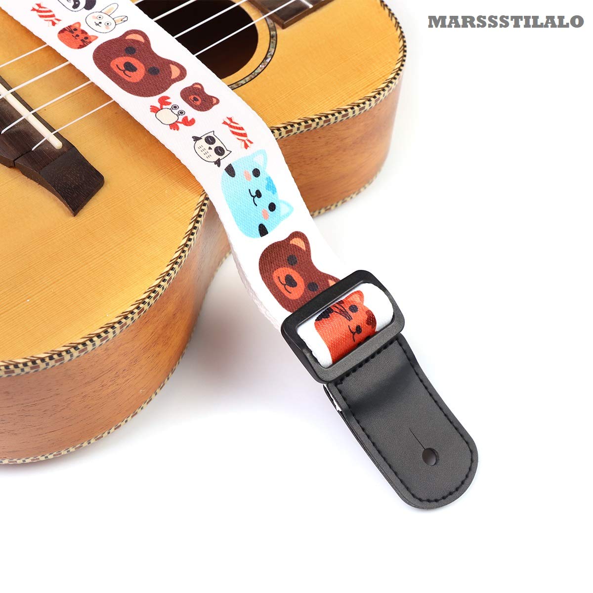 Marssstilalo Cute Soft Polyster Cartoon Ukulele Shoulder Strap Small Guitars Strap, Hawaiian, Tenor Ukuleles, Concert Ukuleles,