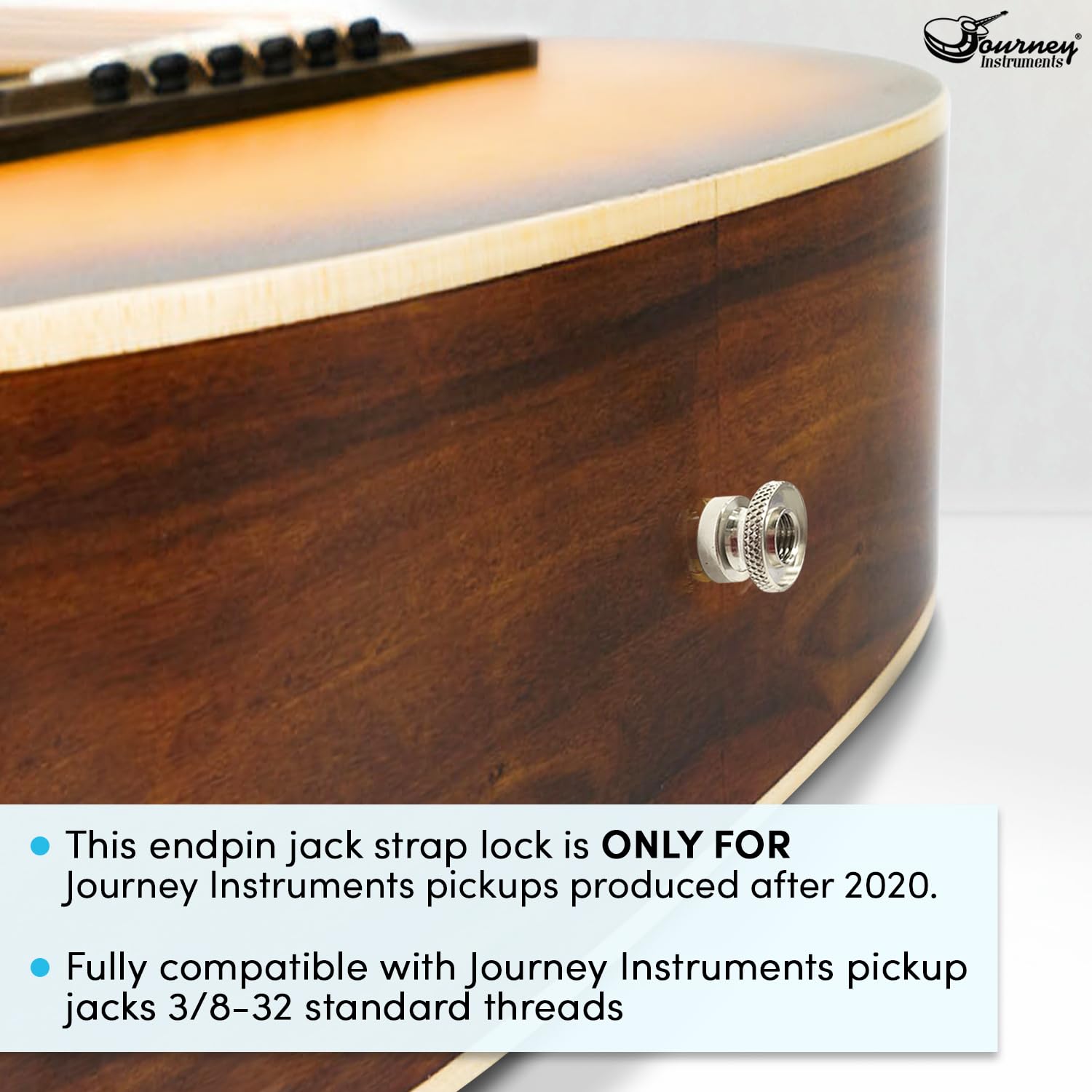 Journey Instruments Endpin Jack Strap Button Lock   Sl01 Acoustic Guitar Strap Button Lock Secure Attachment, Compatible With Jo