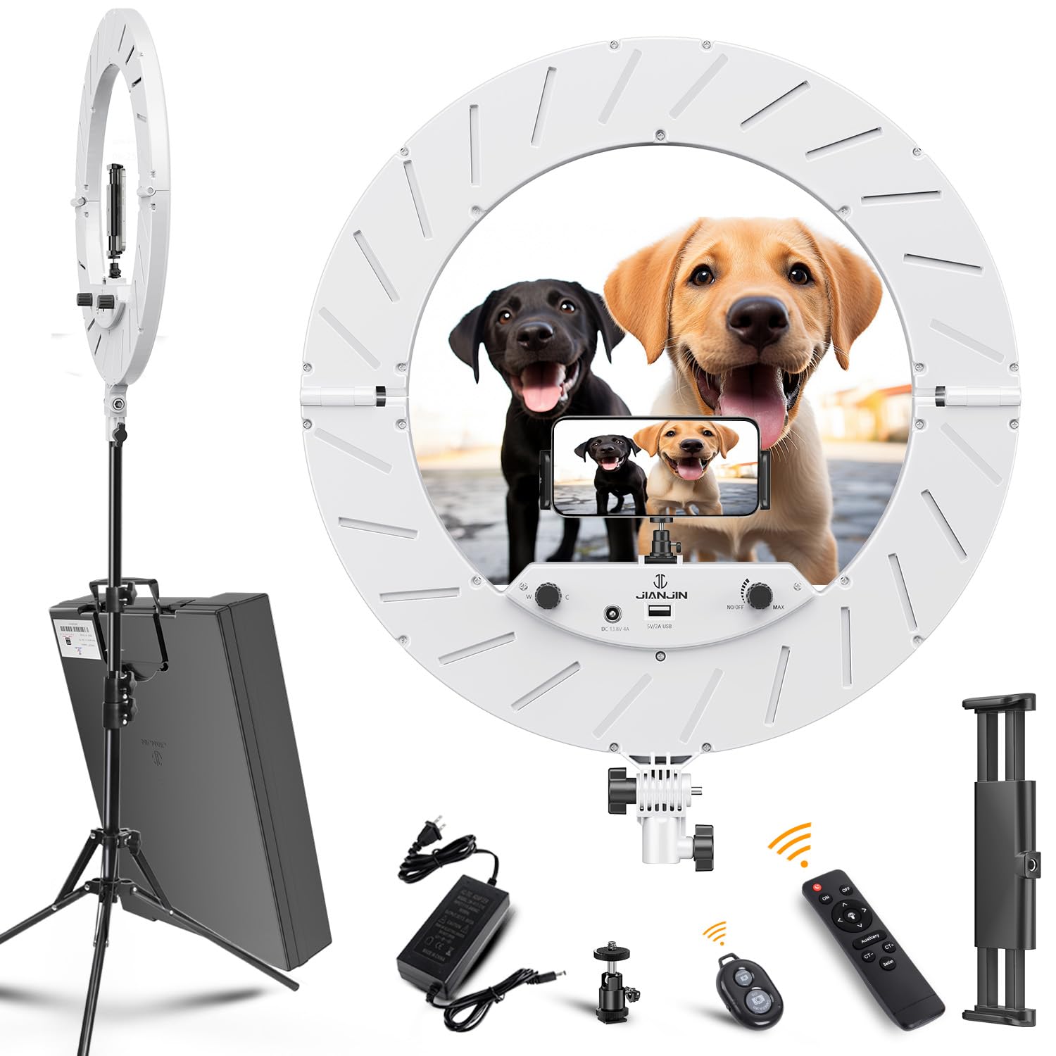 Jj Jianjin Ring Light Kit:18''/45Cm Outer 55W6700K Dimmable Led Light, Tripod Stand, Remote Controller,Box For Camera,Smartphone