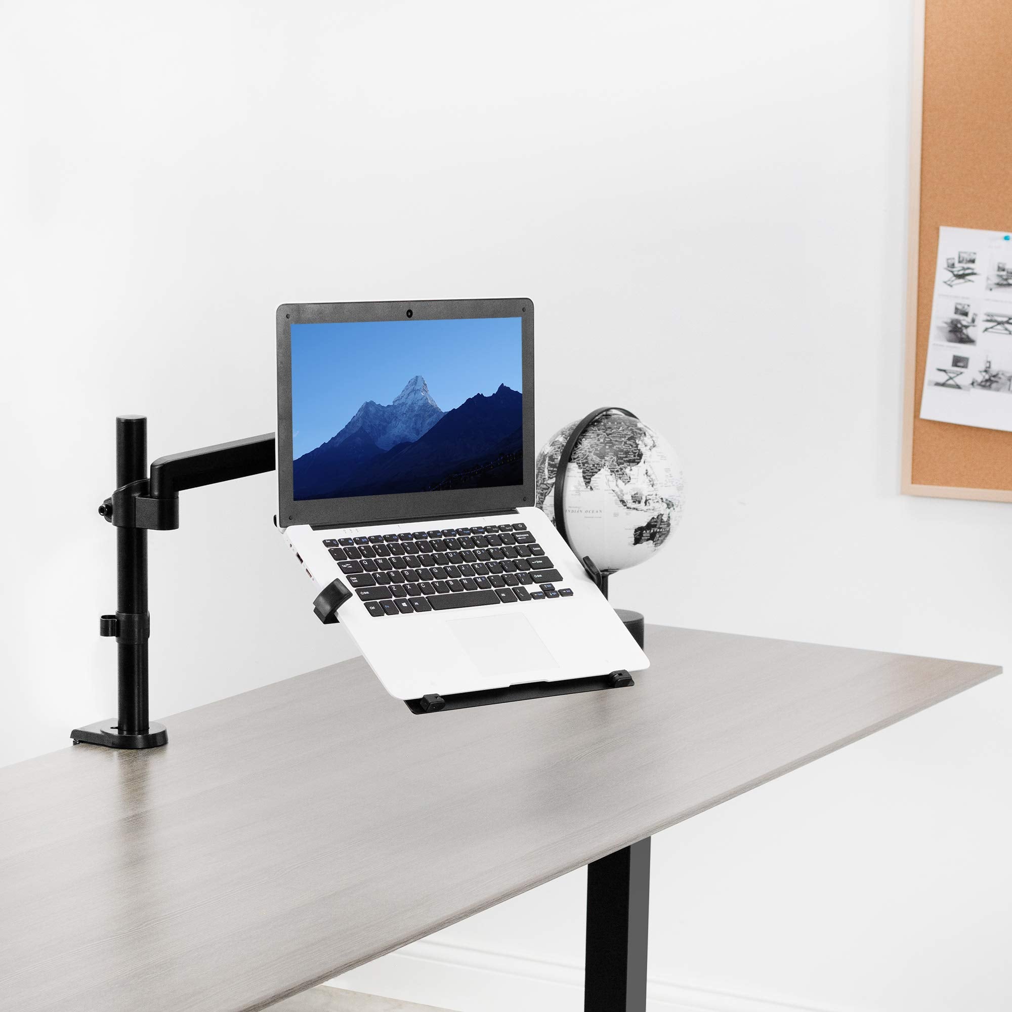 VIVO Universal Adjustable 10 to 15.6 inch Laptop Holder Desk Mount, Single Pneumatic Arm VESA Notebook Stand with C clamp and Grommet Options, Black, STAND V101L