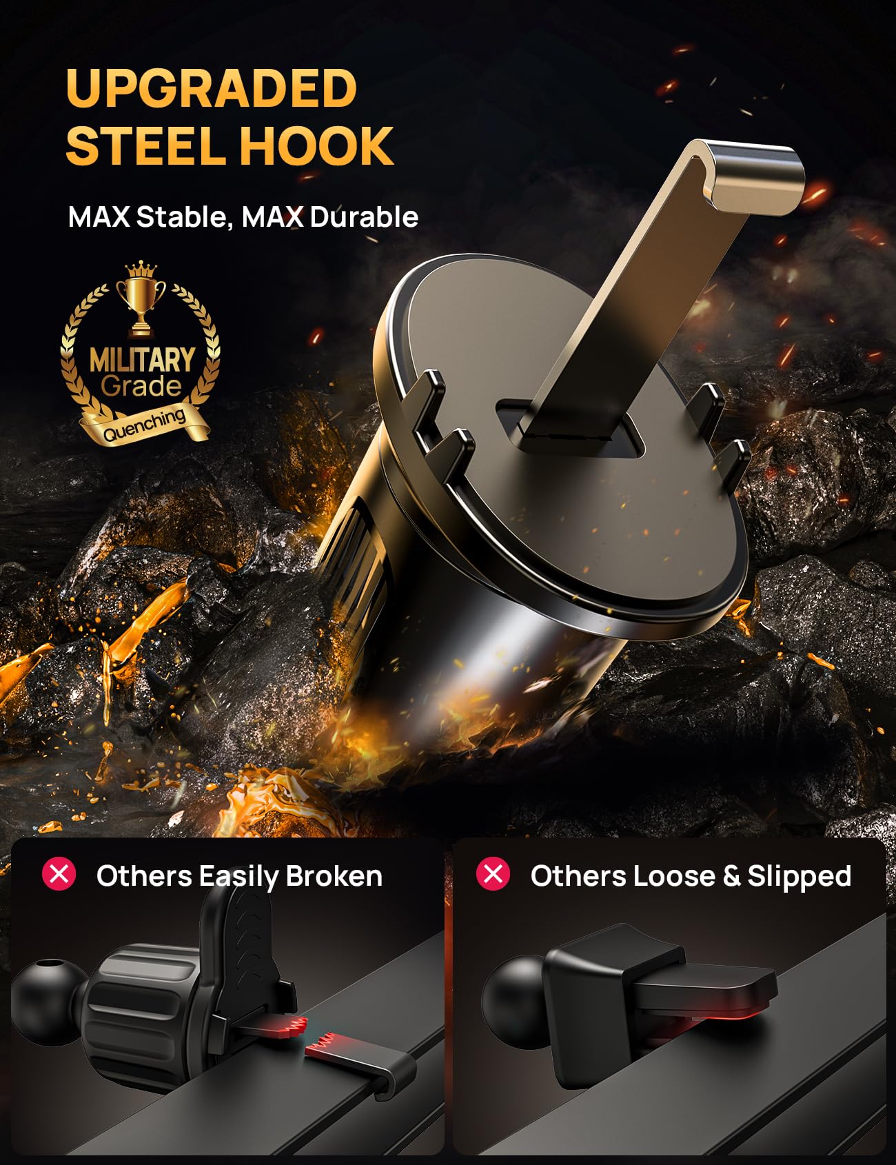 Cd Phone Mount With Vent Hook Clip, 360 Adjustable Car Vent Phone Holder & Cd Phone Holder For Iphone & Android, Thick Cases Fri