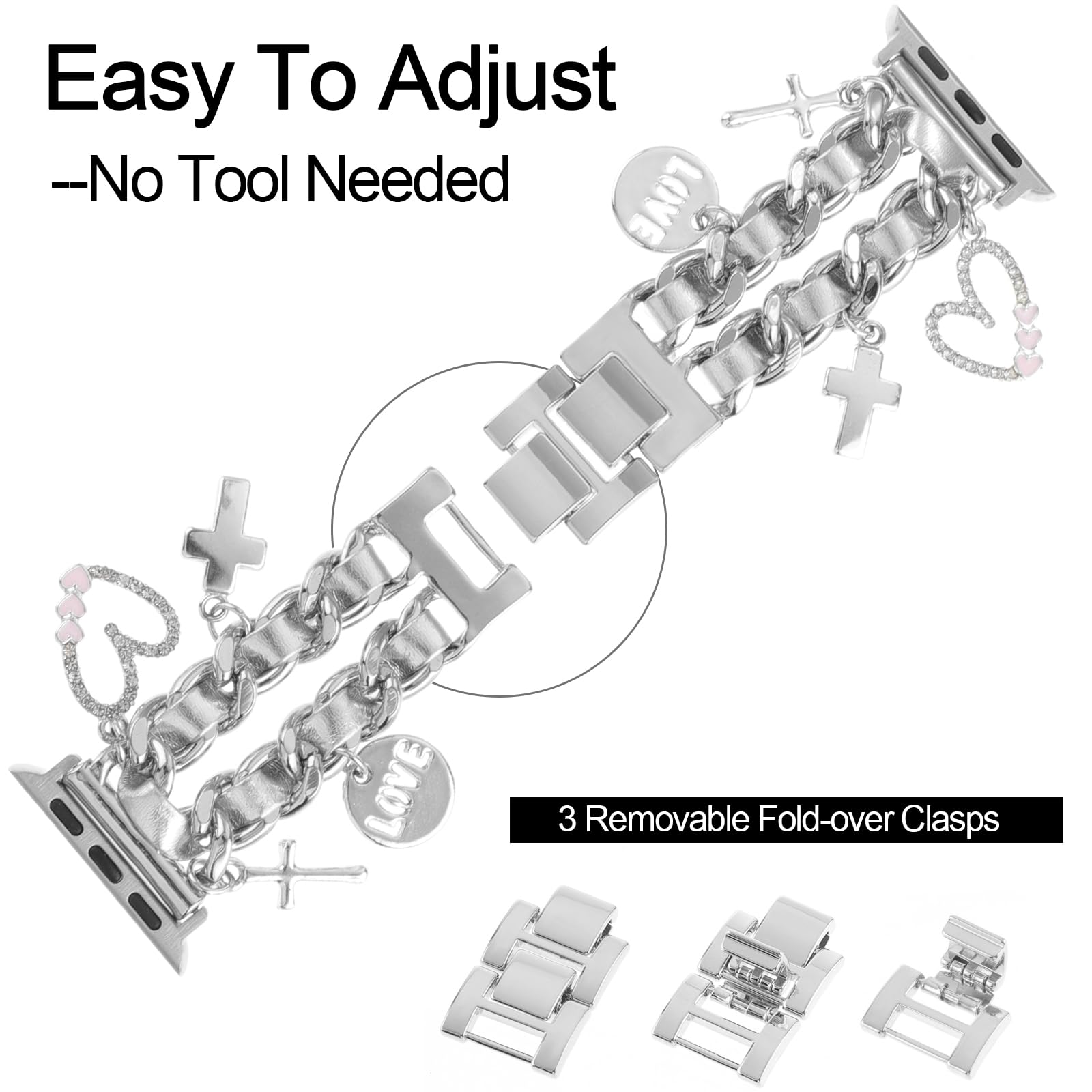 Realsign Gold Metal Watch Band Replacement For Apple Watch 42Mm 49Mm, Leather, Adjustable, Suitable For Various Occasions