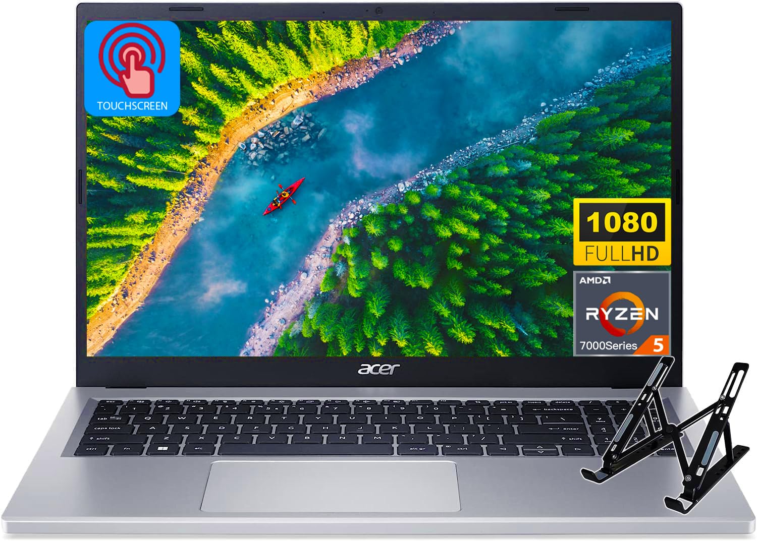 acer Aspire 3 Touchscreen Laptop, 15.6 FHD IPS Display, AMD Ryzen 5 7520U (Beat i7-1255U), 16GB DDR5 RAM, 1TB SSD, Wi-Fi 6, for