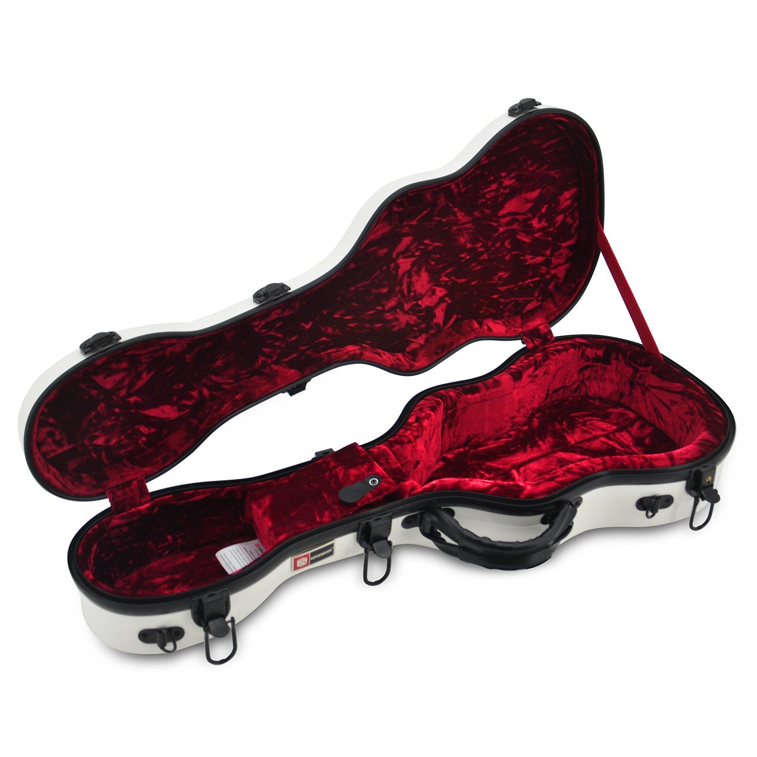 Crossrock Hardshell Fiberglass Concert Ukulele Case, Thick Padded, 4 Latches, Glossy Finish In White