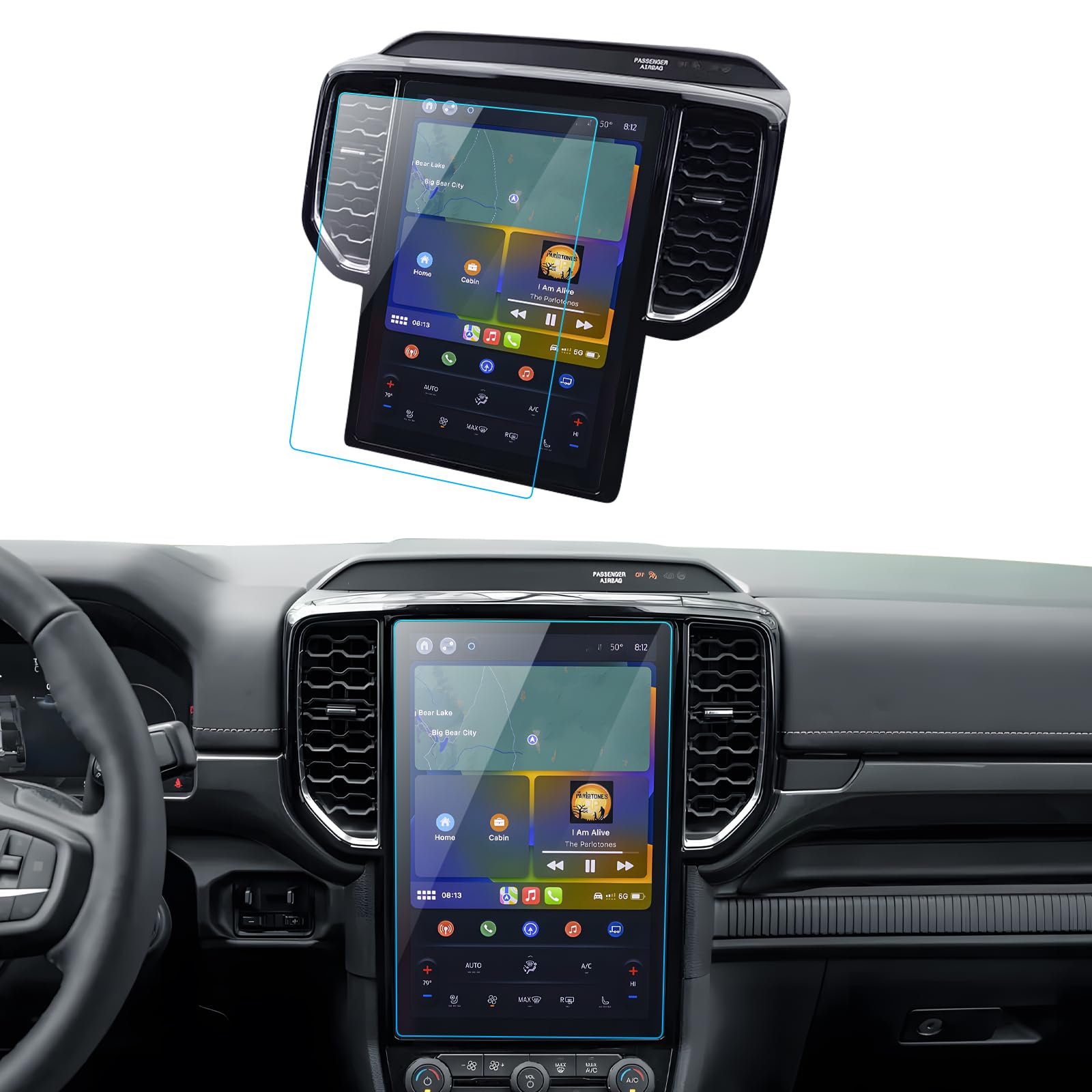 Lantu Car Screen Protector For 2024 Ford Ranger(Xlt Optional/Lariat/Raptor) Accessories Navigation Touchscreen Protector Film Te