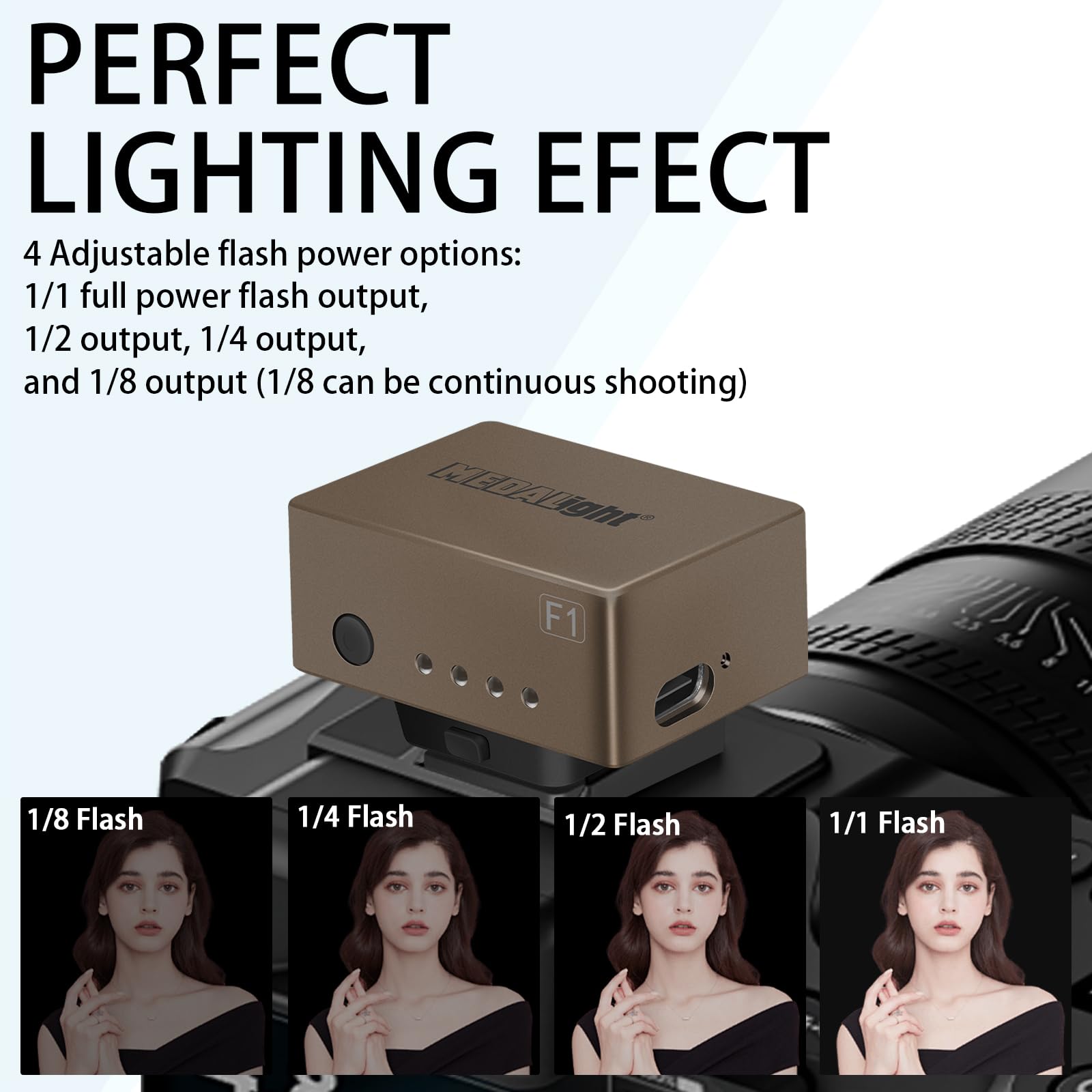 Medalight F1 Mini Camera Flash Camera Flash Speedlite For Ricoh (Gr3/Gr3X,Etc.) Fuji/Sony/Nikon/Canon,Digital Film Cameras,Porta