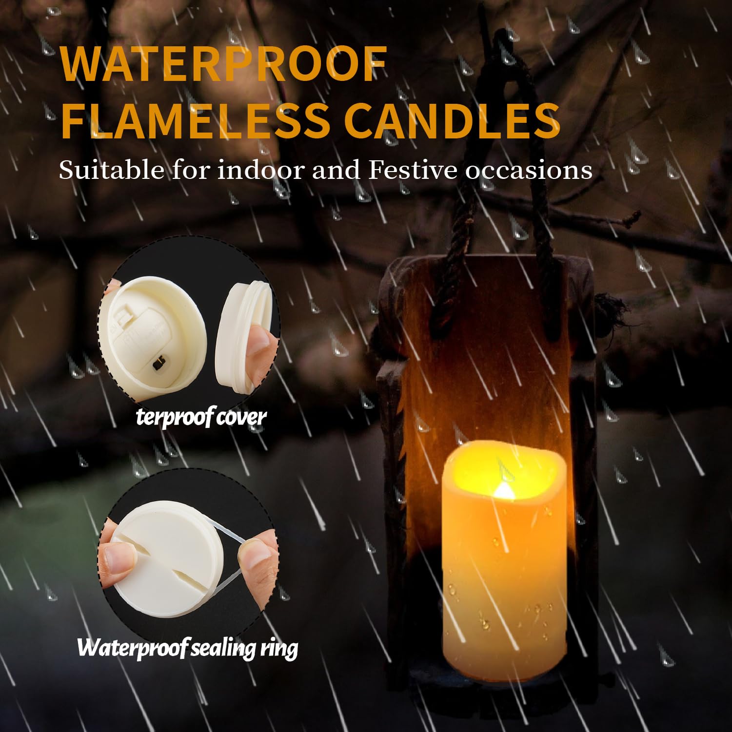 Qqfctoo 12Pack Outdoor Waterproof Flameless Candle, Battery Powered Twinkling Led Candle For Outdoor Decoration, Porch H 4'' 5''