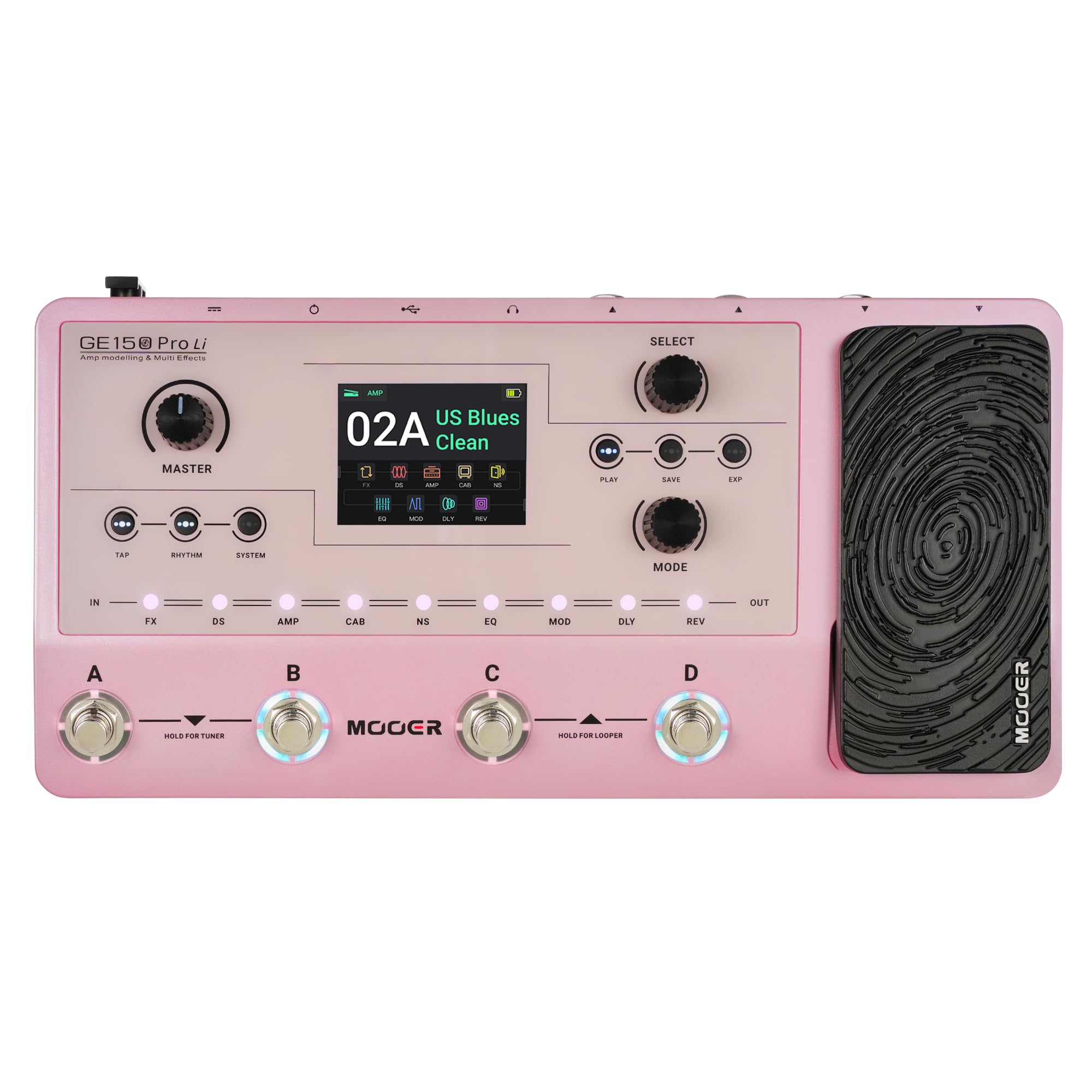 MOOER GE150 Pro Li Pink Guitar Amp Modelling Multi Effects