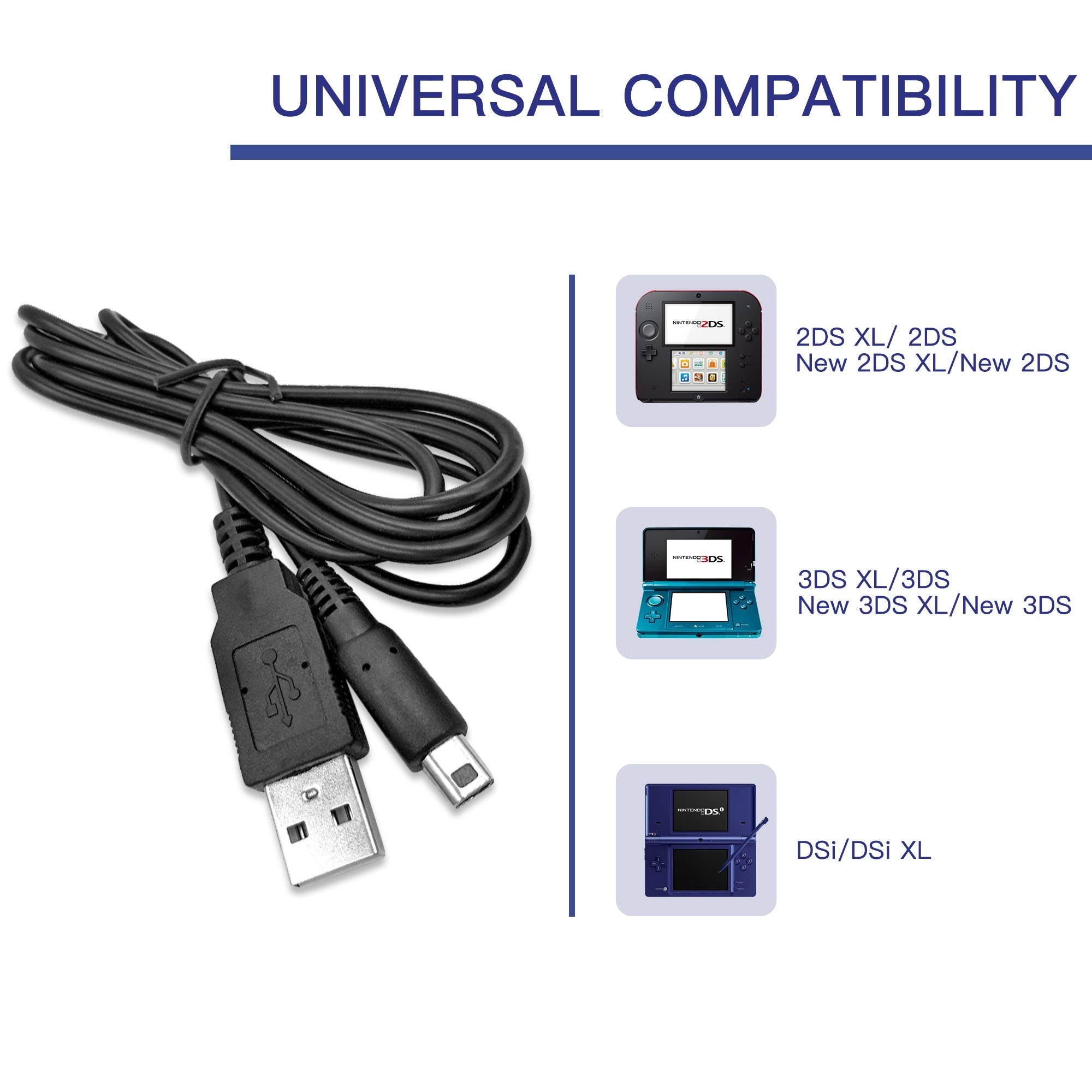 New 3Ds Xl Usb Charger Cable Kit, Ac Power Adapter Charger Cable And Stylus Pen For Nintendo New 3Ds Xl, Wall Travel Charger Pow