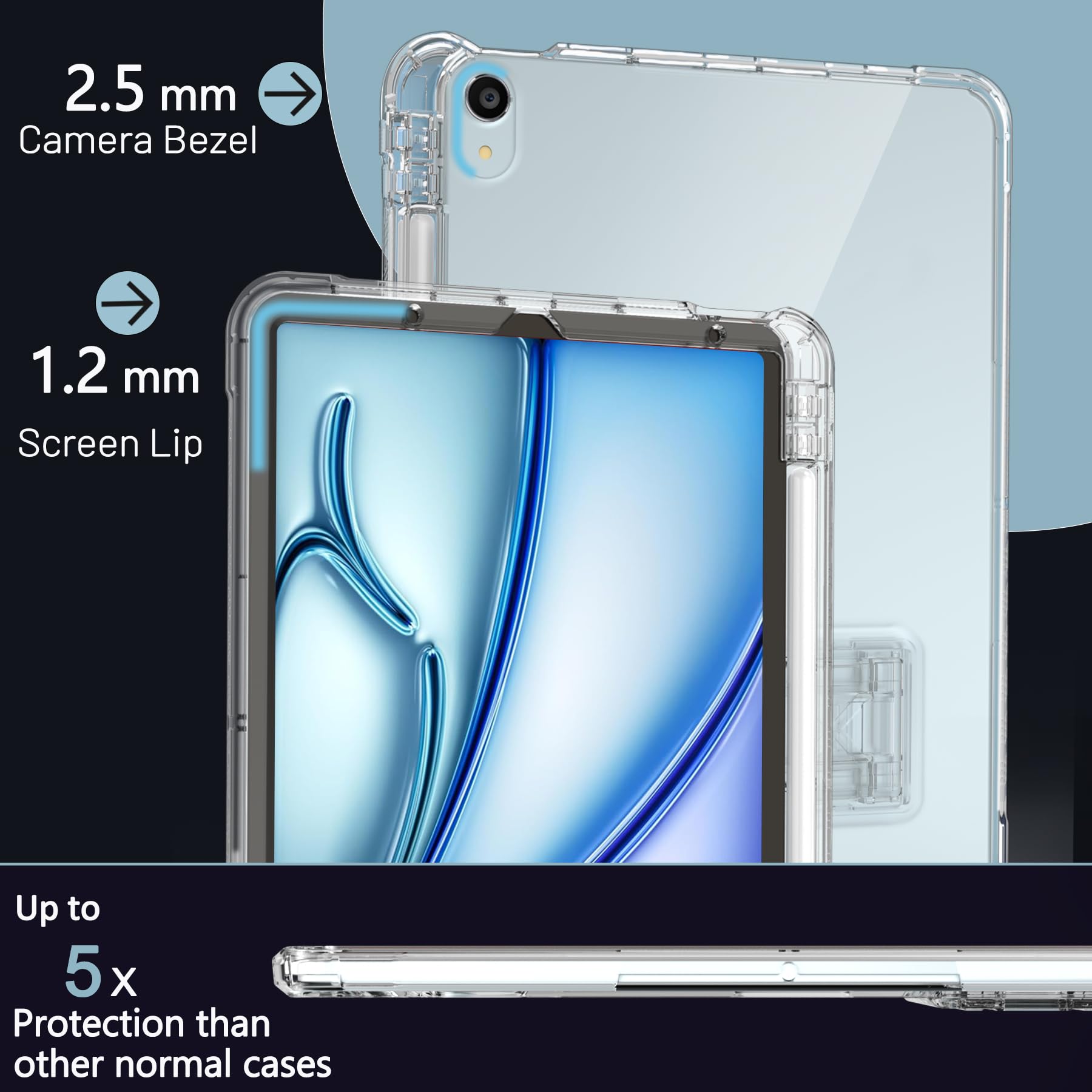 Rantice Case For Ipad Air 11 Inch/Ipad Air 6Th/5Th/4Th Generation 10.9'' With Pencil Holder & Kickstand, Slim Sparkly Glitter Sh