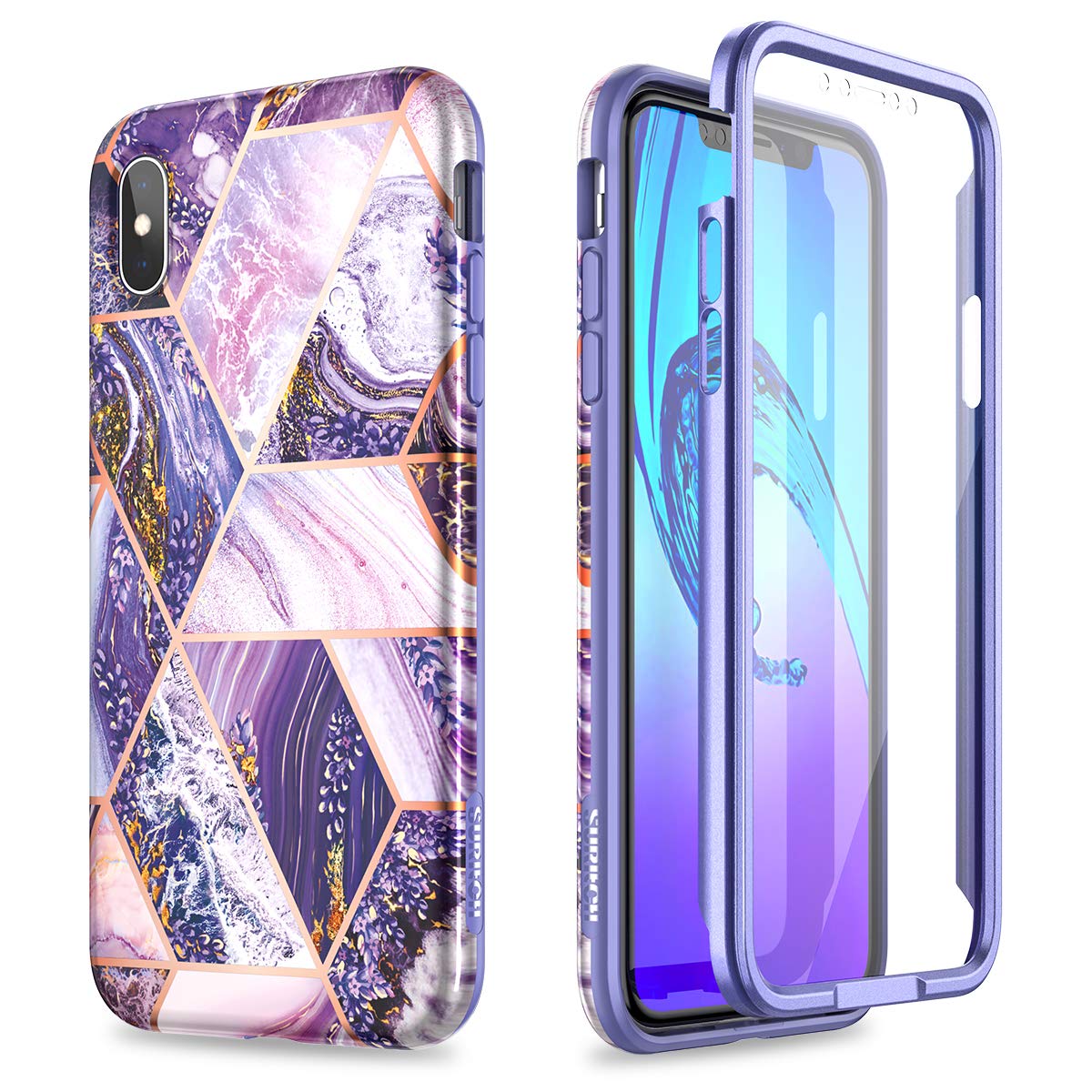Suritch Case For Iphone Xs Max,[Built In Screen Protector] Hybrid Full Body Protection Dual Layer Soft Silicone Shockproof Bumpe