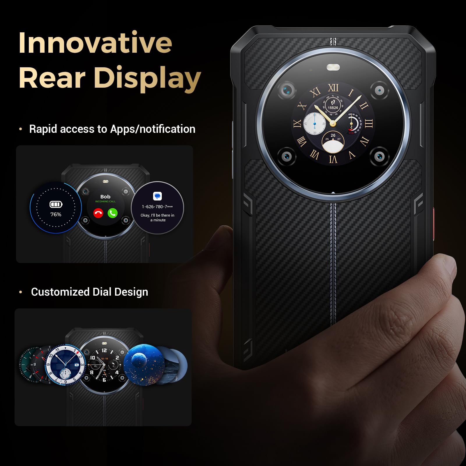 Fossibot F109S Rugged Smartphone Unlocked, 24Gb+256Gb/2Tb Android 15 Rugged Phone, 10600Mah Battery, Dual Display 6.745'' Hd+1.3