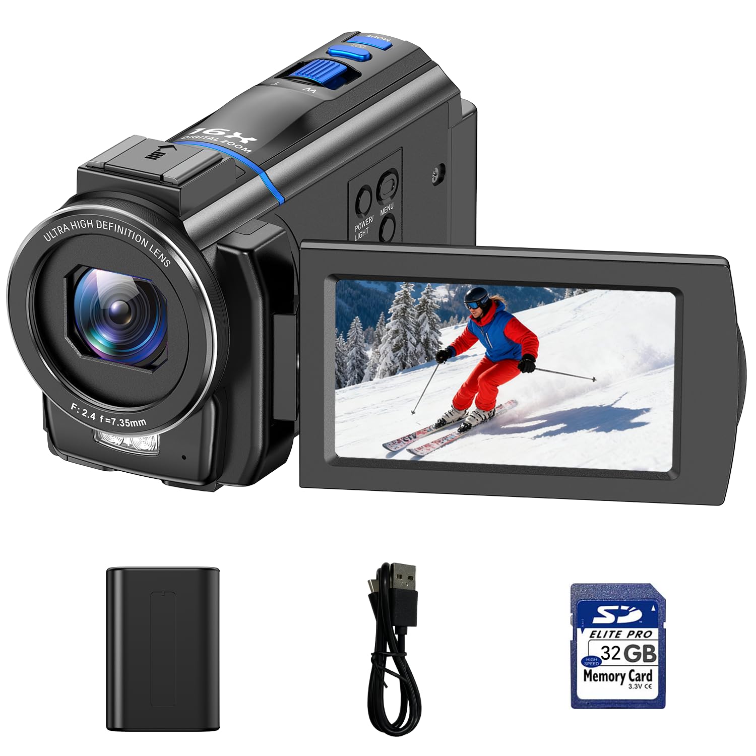 Camcorder Video Camera 4K, 48MP Cam Corder with IR Night Vision, 16X Zoom Vlogging Video Recorder for YouTube, 3.0 270 Rotation 