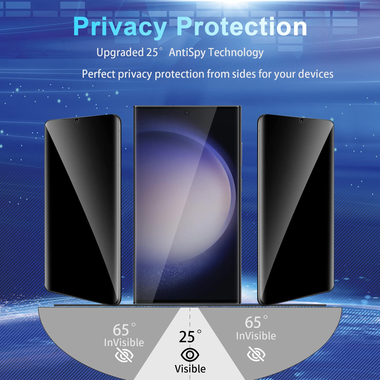 Cwqzguf [2+2 Pack] Galaxy S23 Ultra Privacy Screen Protector, 2 Pack Tpu Privacy Film With 2 Pack Camera Lens Tempered Glass, Hi