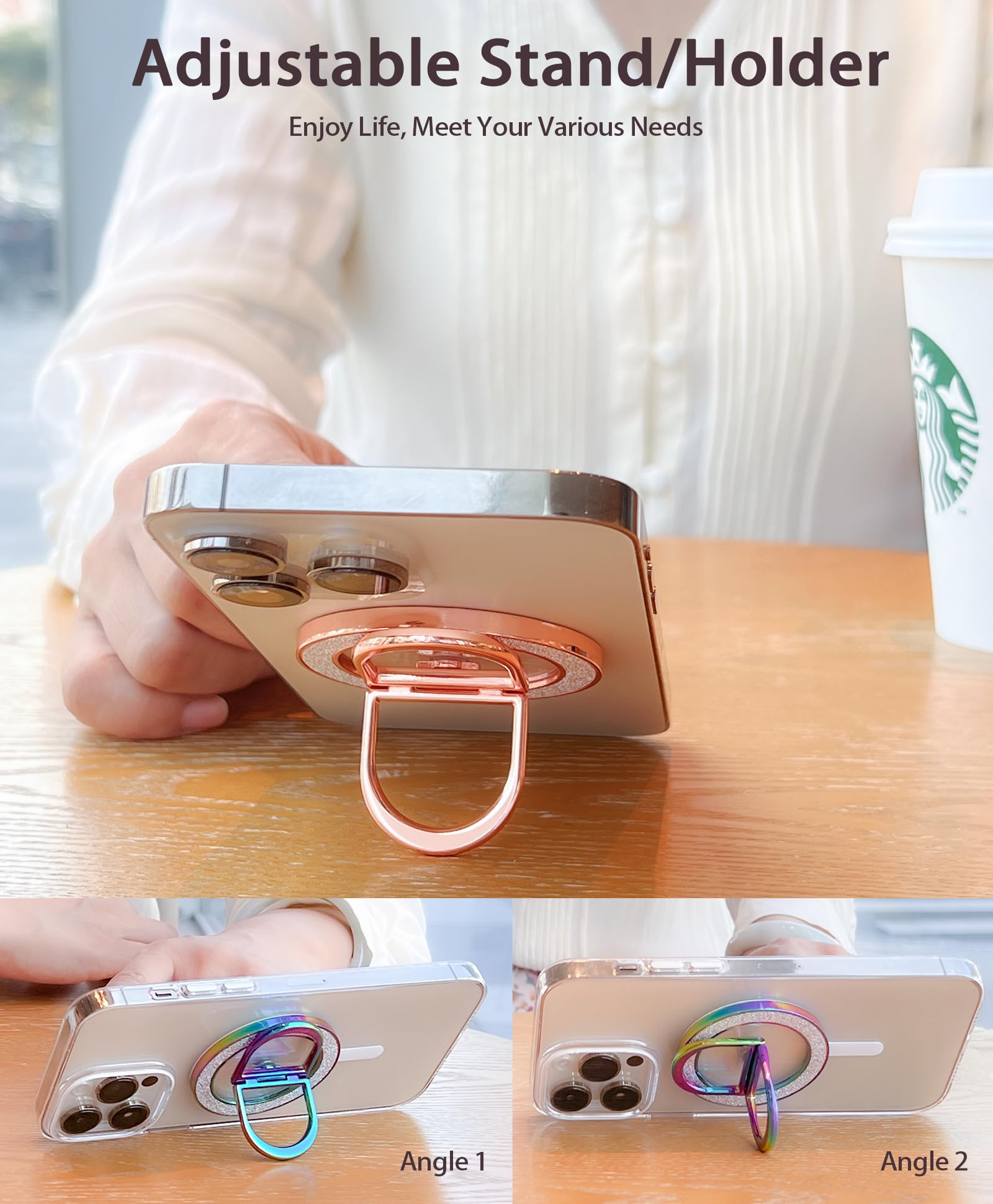 Dremmiwin Magnetic Phone Grip | Phone Ring Holder | Stylish Twinkle Transparent With Phone Ring Holder For Iphone, Mag Safe Phon