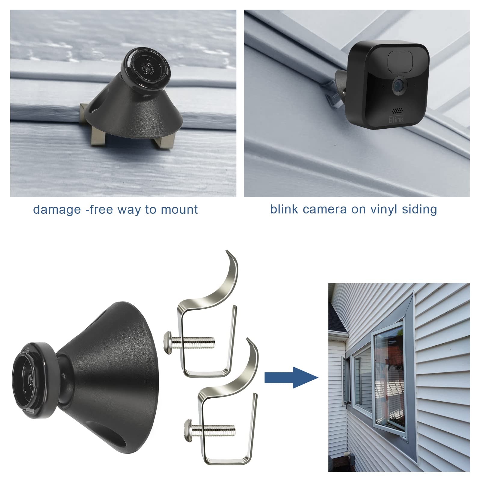 (10 Pack) Blink Outdor Camera Mount Vinyl Siding Clips Hooks,No Hole Needed Outdoor Siding Hanger For Mounting Wyze Cam/Ring/Arl